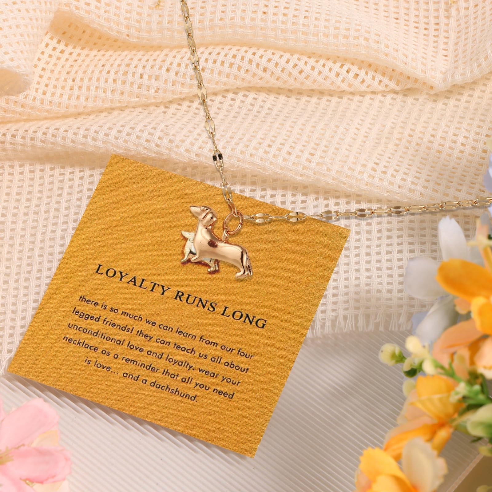Mikovivi Gold Dog Pendant Necklace with Card, Dainty Medium, gold