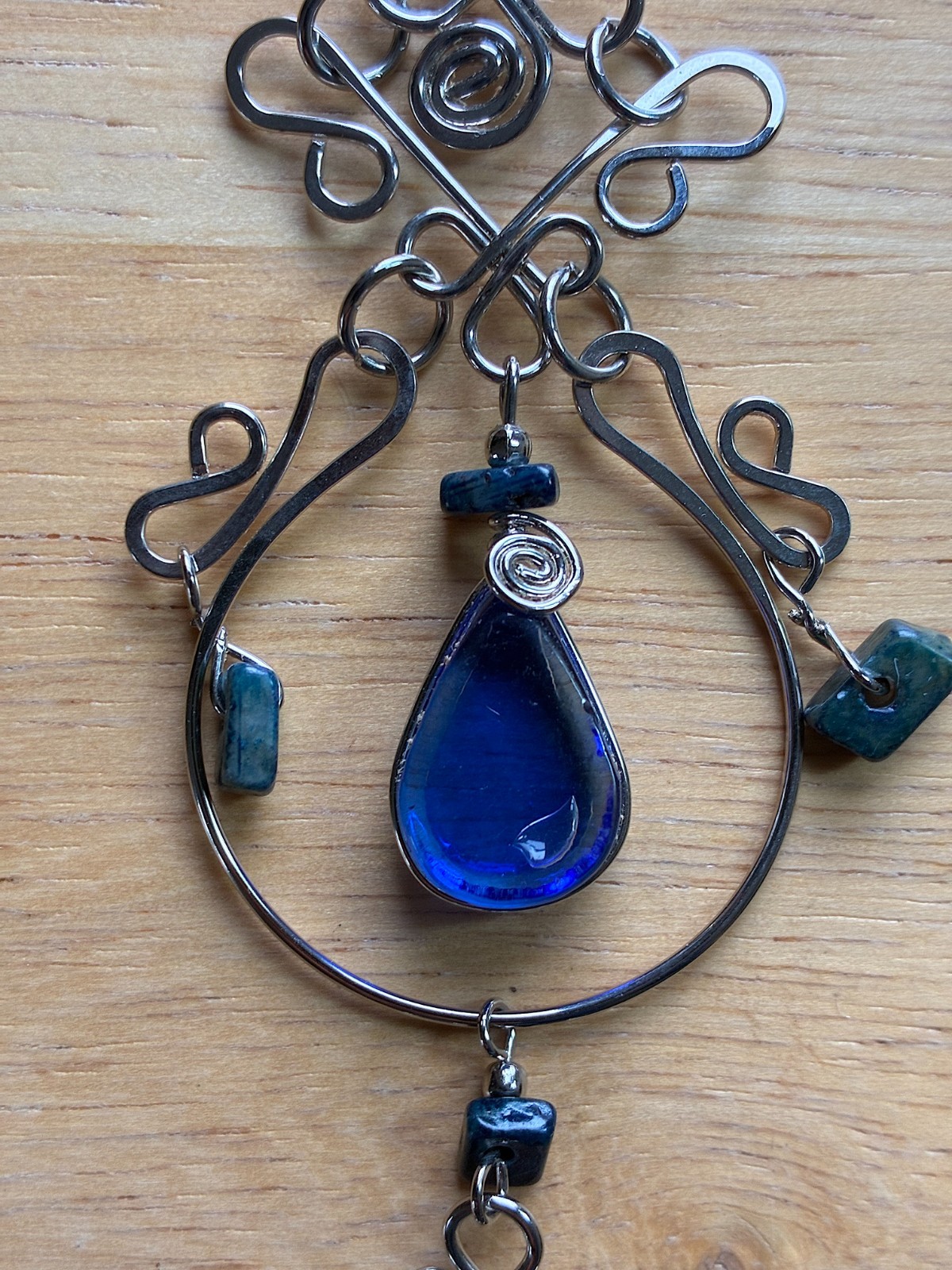Lot Of 5 Peruvian Alpaca Silver Wire Wrapped Semi Precious Stone Bead Necklaces