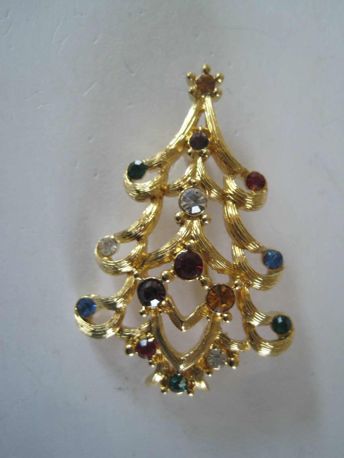 Christmas Tree Pin Monet Multicolor Rhinestones