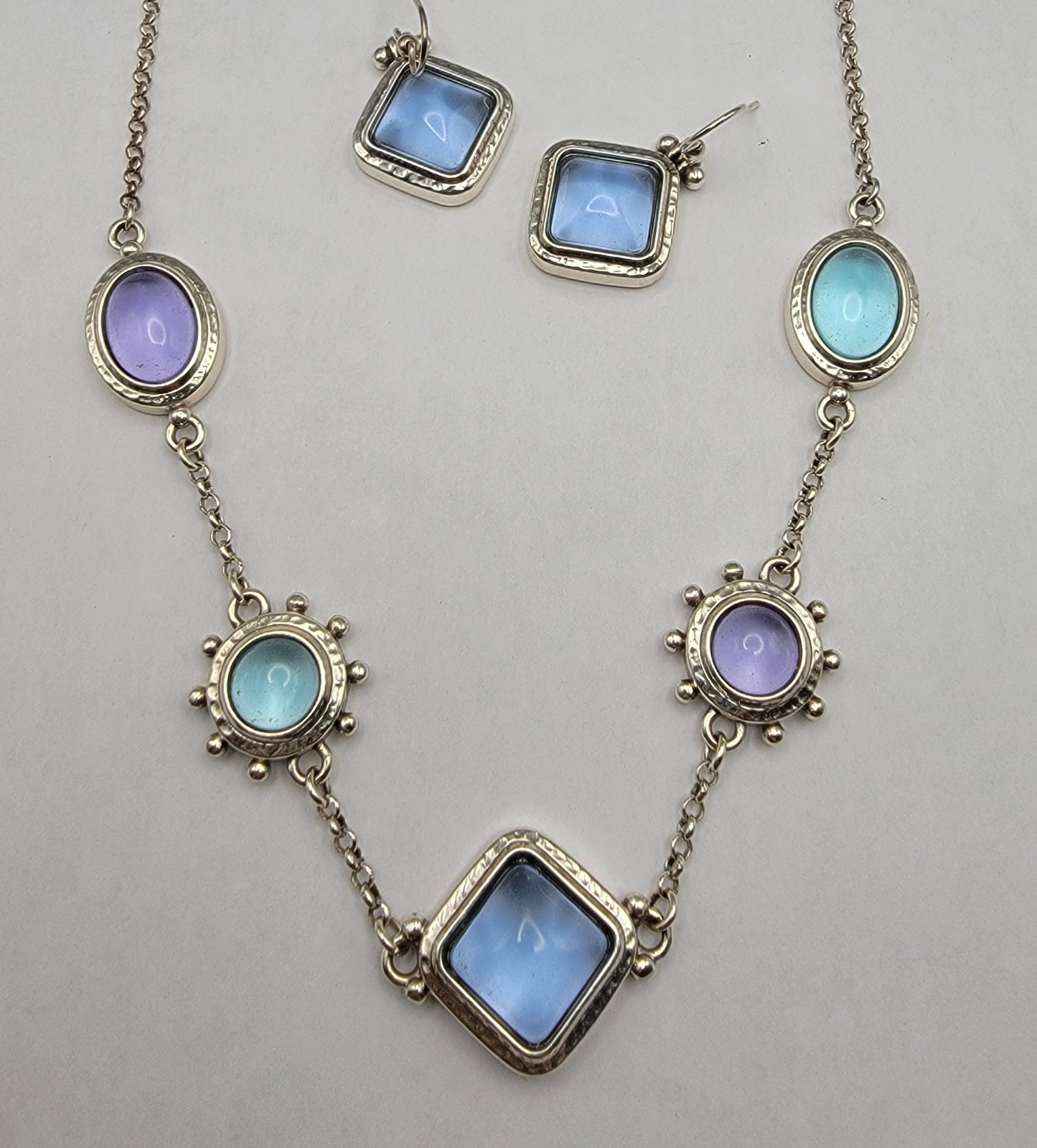 Brighton Jules Short Necklace Hinged Earrings Set Roman Artifacts Design