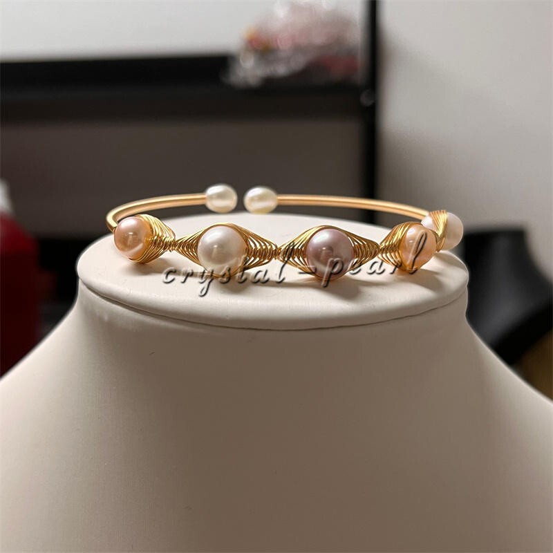 7.5-8″ 7-8 MM AAA South Sea White PINK PURPLE Pearl Bracelet 14K