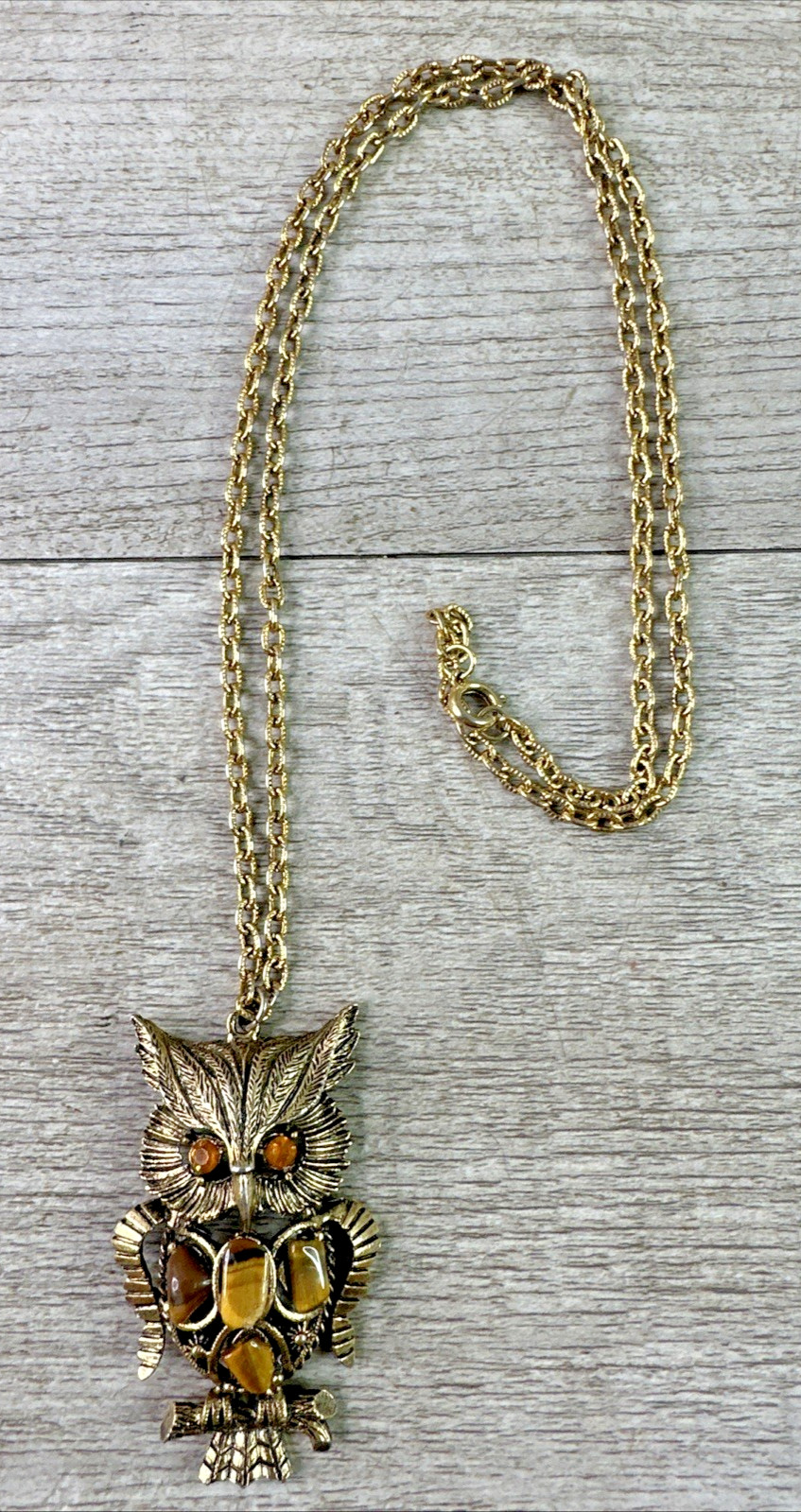 Decorative Owl Stone Necklace Costume Jewelry With 24” Chain