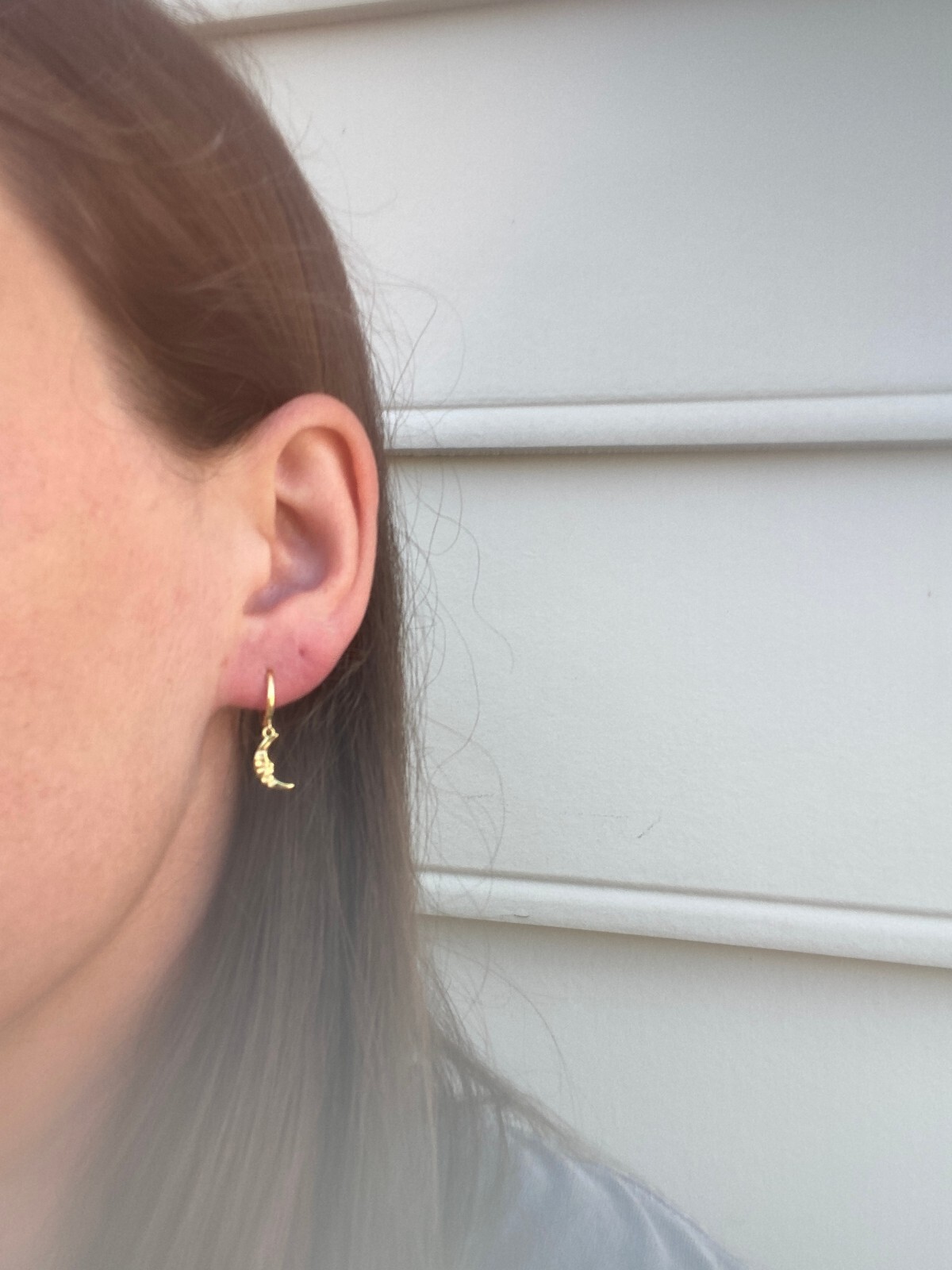 Crescent Moon Dangle Hoop Earring
