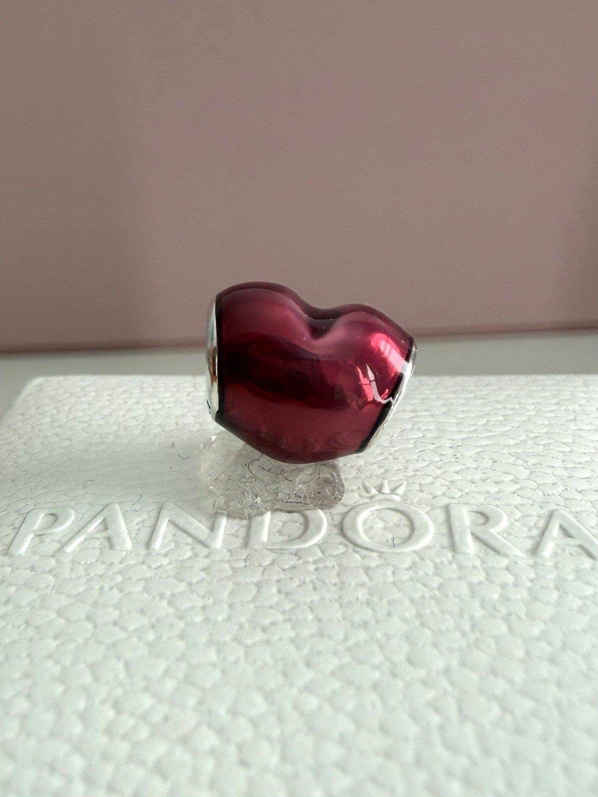 Pandora SSilver In My Heart, Fuschia Enamel Charm Valentine#791814EN62 Authentic