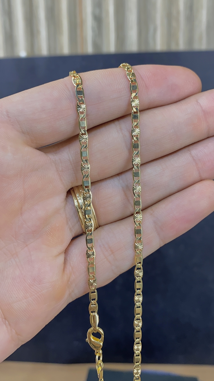 3.2mm Valentino Link Chain Necklace Diamond Cut for Womens Girls Kids Mens Gifts