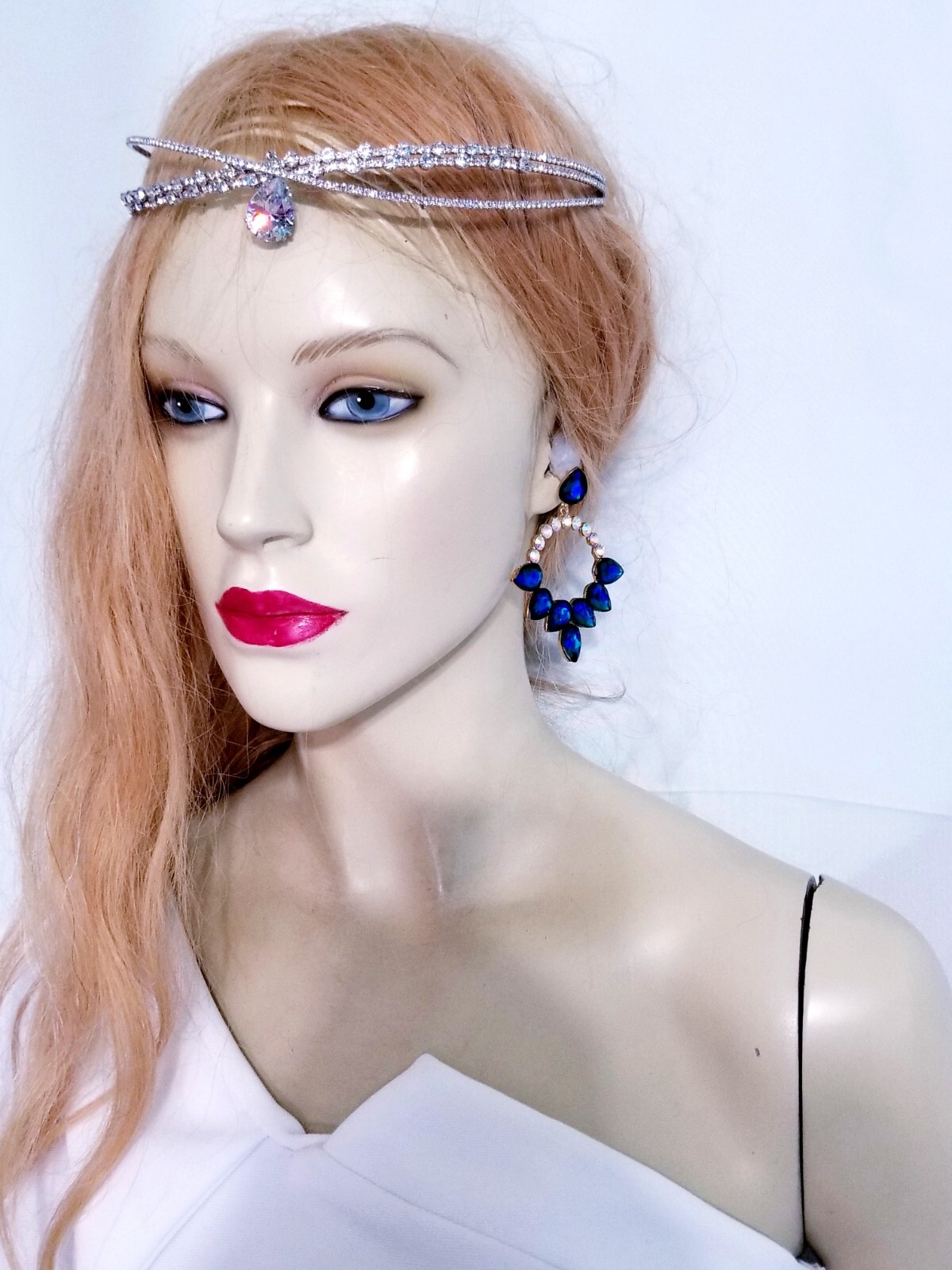 Color-shift Drop Dangle Chandelier Rhinestone Crystal Pageant Prom Earrings 2.9″
