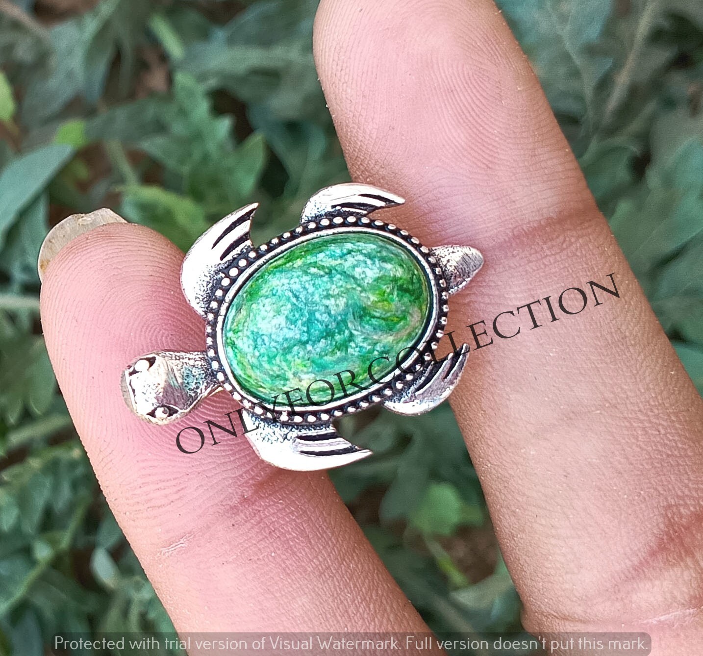 Aventurine Gemstone Turtle 925 Sterling Silver Plated 1 PC Handmade Pendant