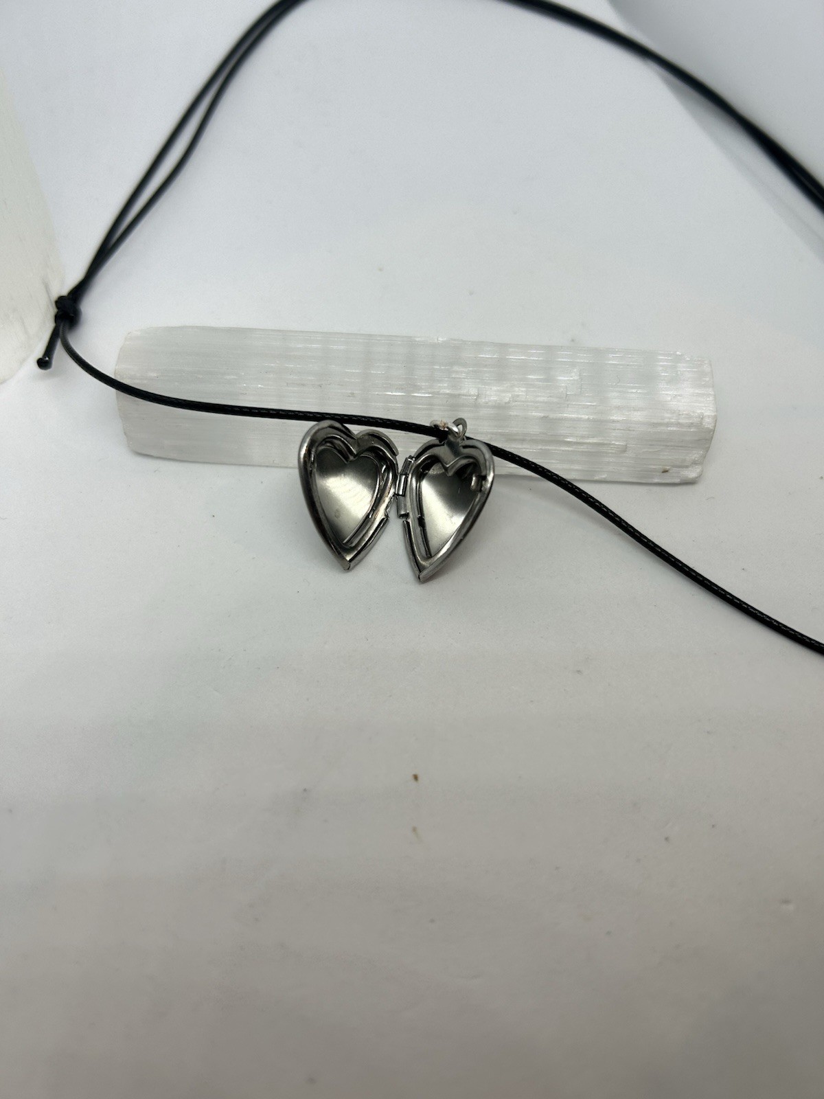 heart locket necklace Black Cord Adjustable Layered Necklace
