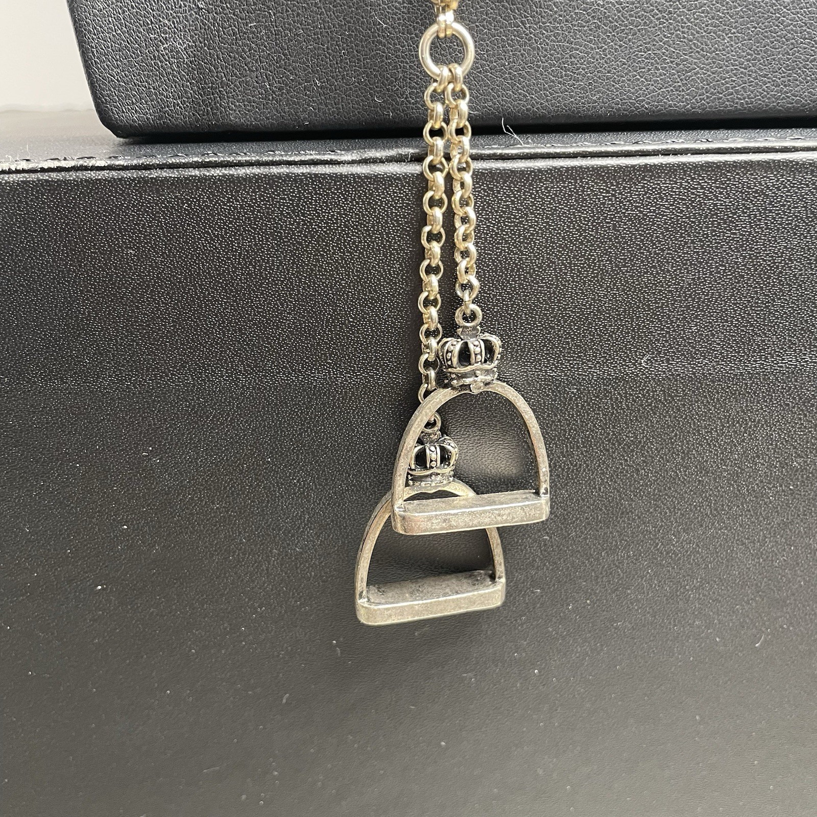 Juicy Couture Necklace Horse Shoe Stirrups Leather Gold Tone 3 Pieces Equestrian
