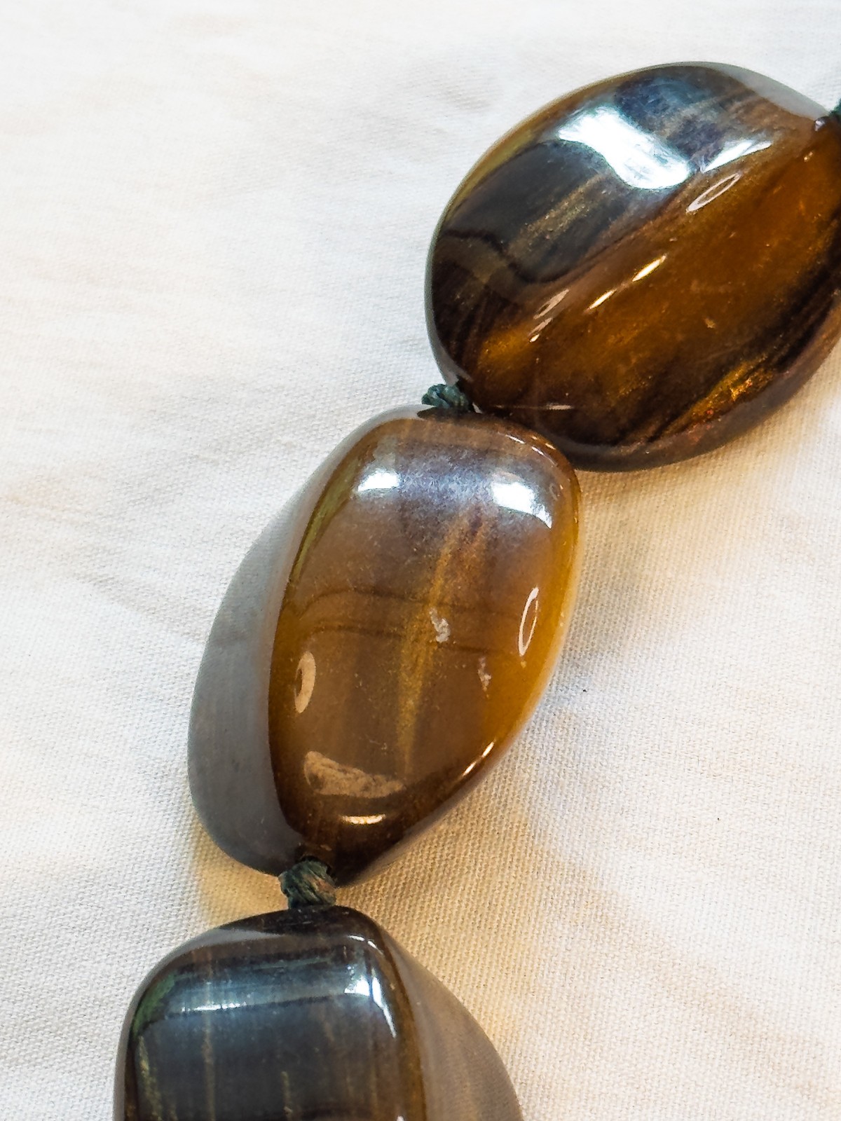 Banana Republic Chunky Tiger’s Eye Lucite Beaded Necklace on Knotted Cord