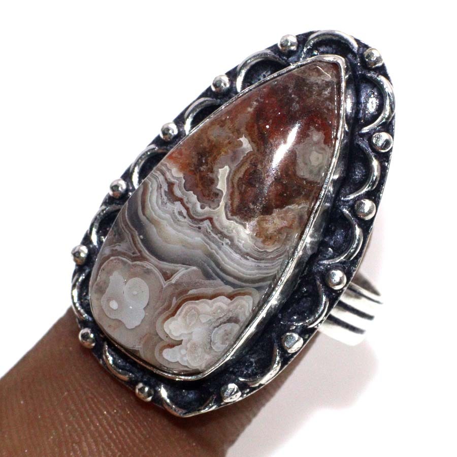 925 Silver Plated Mexican Laguna Lace Ethnic Ring Jewelry Size US 8 GW
