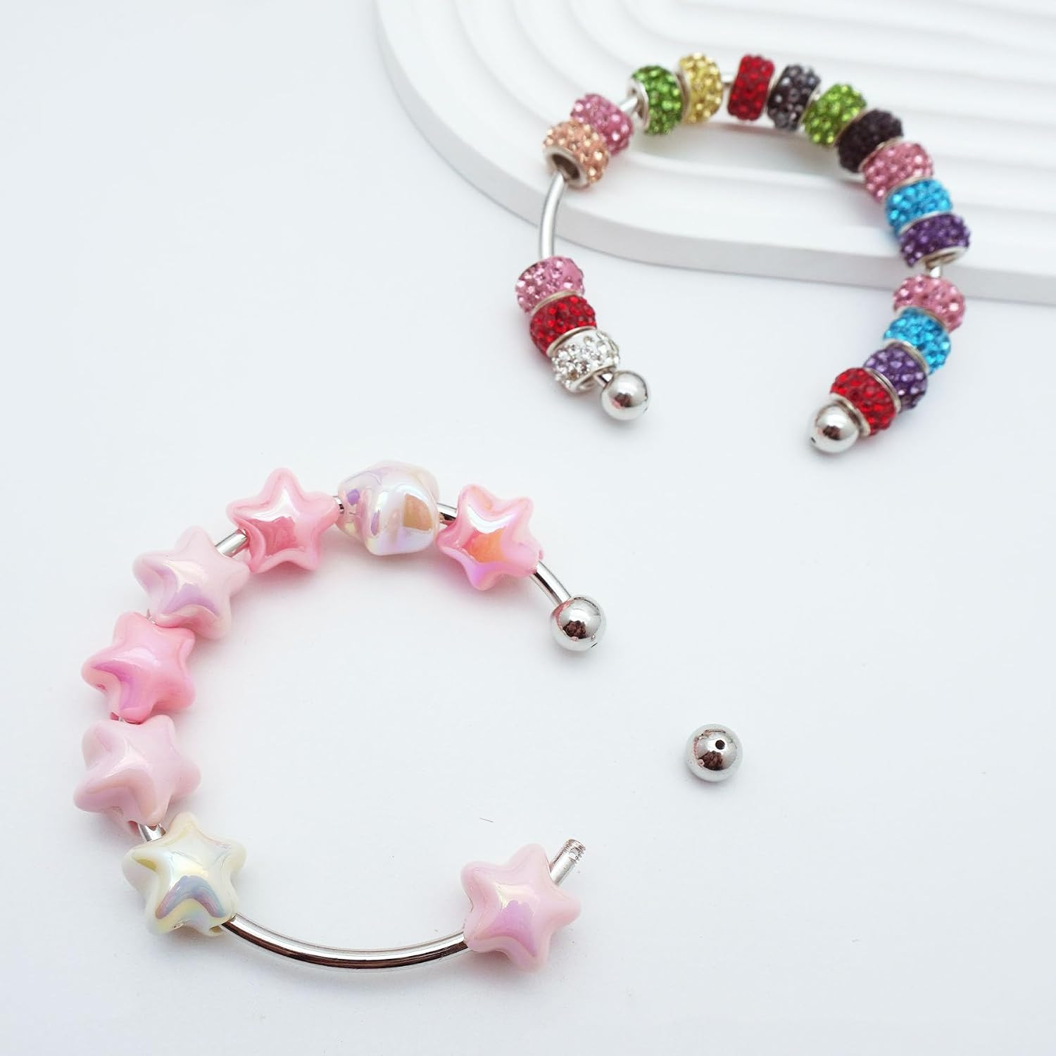 , 15 Packs Beadable Bracelets Adjustable Ball Opening Wire Blank