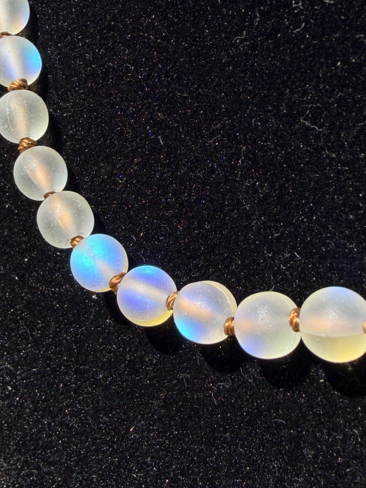 Opalite Aurora Borealis Iridescent Glass Bead Necklace. Gold Tone Accents – 16”