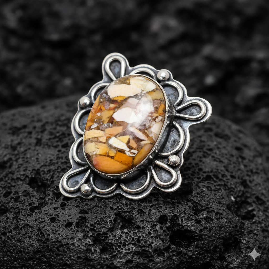 Breciatted Mookaite Gemstone Handmade Jewelry Ring Size 7.5