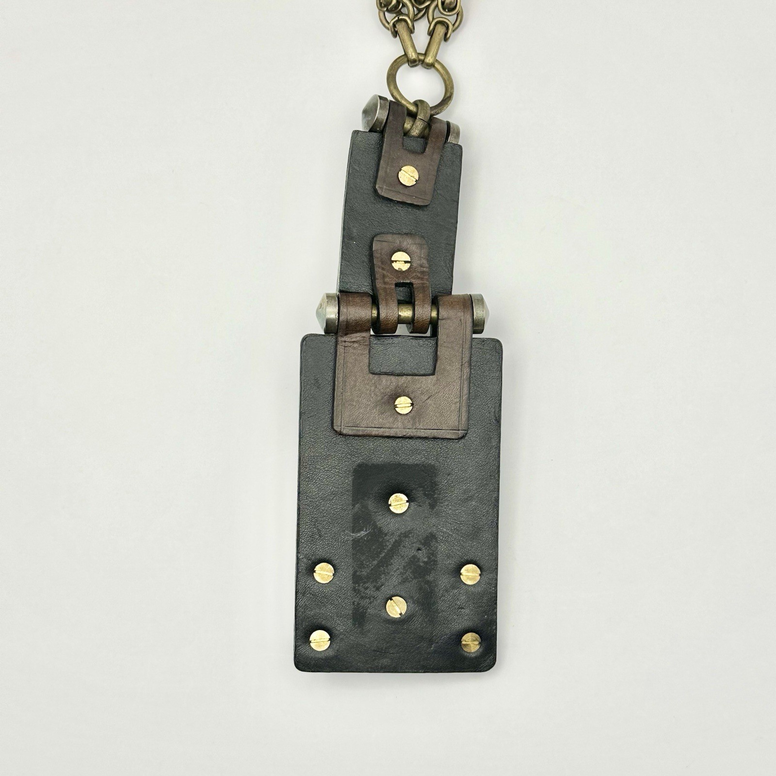 Lanvin Paris Necklace Crystal & Copper Studded Leather Statement RARE