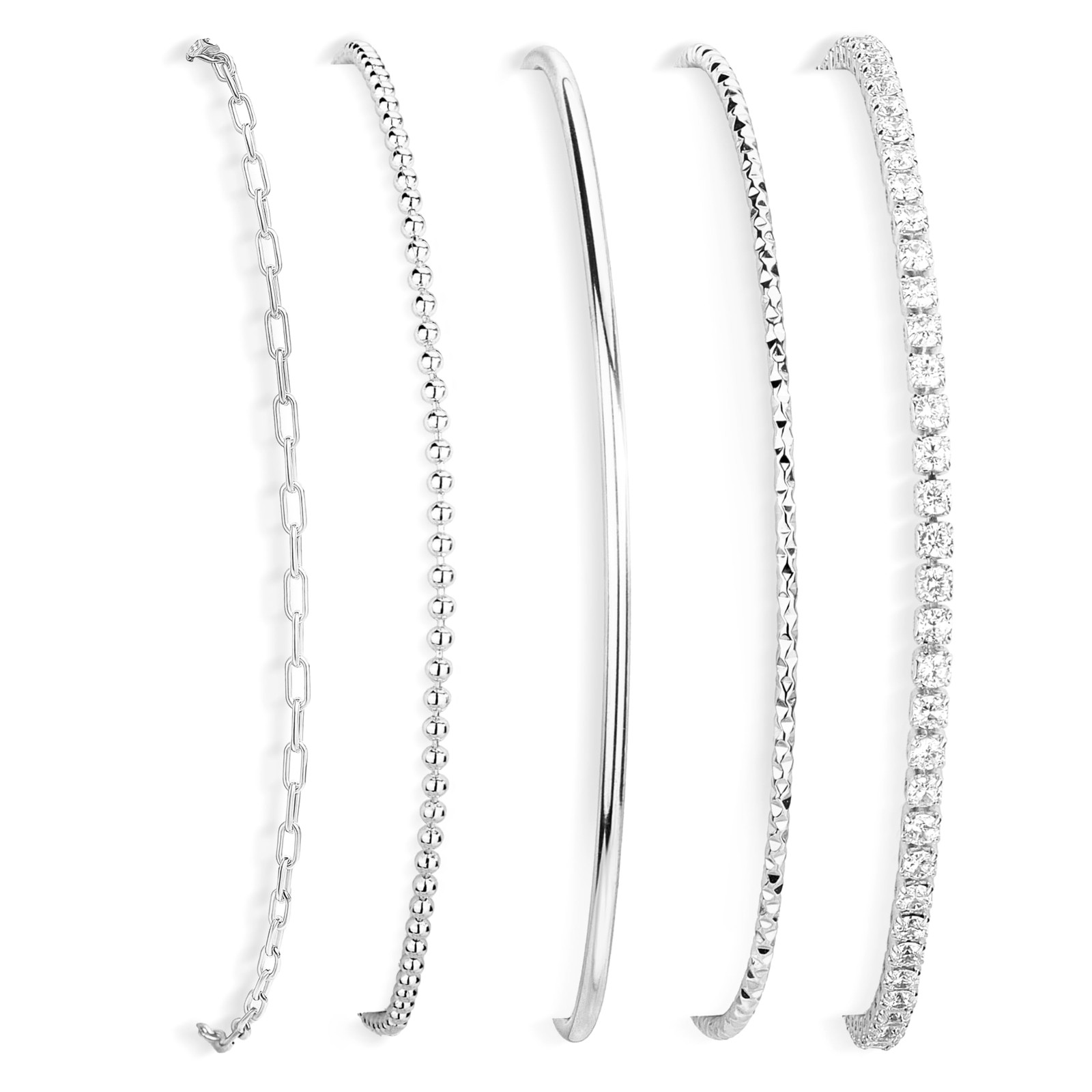 Silver Bracelets for Women 925 Silver Plated 5 Pcs Set – Dainty Stackable Wat…