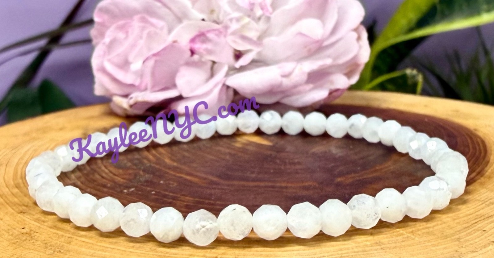 Wholesale Lot 6 Pcs Natural Faceted Moonstone 4mm 7.5” Crystal Stretch Bracelet