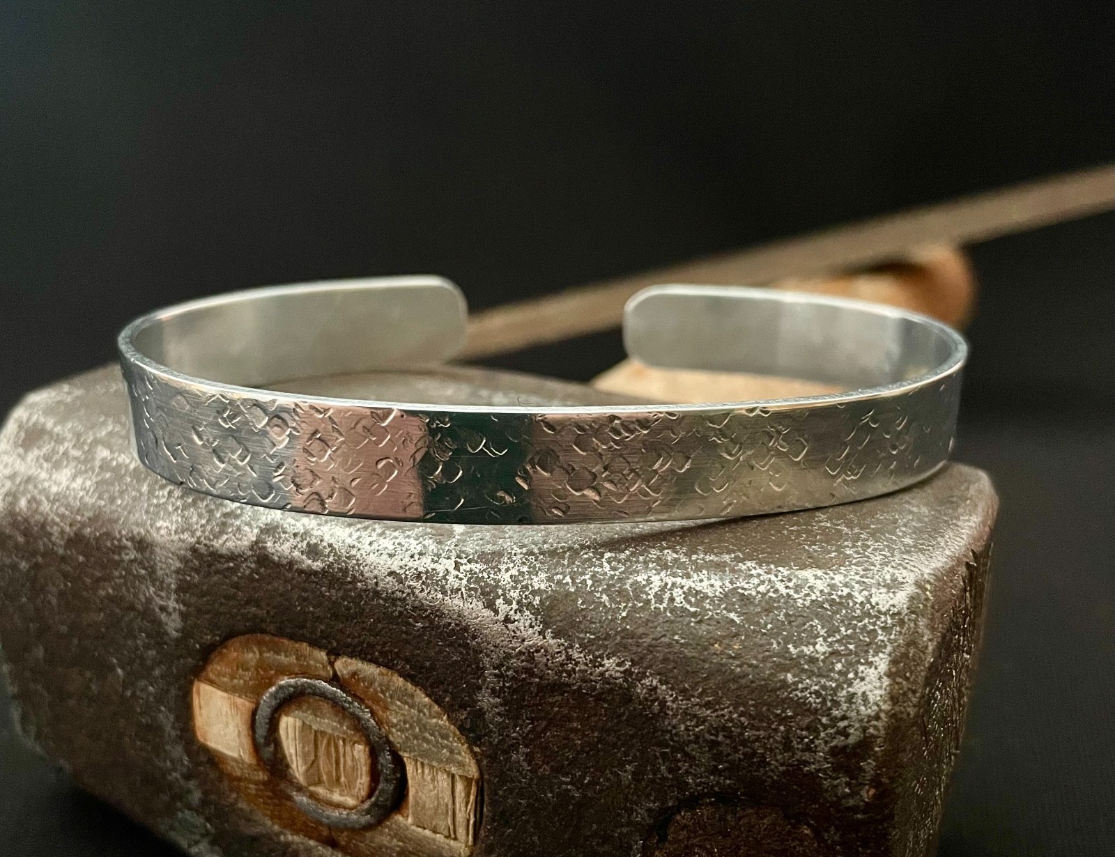 Zinc bracelet, Handcrafted,Hammered,Unisex Zinc Bangle, Adjustable ,10 mm wide