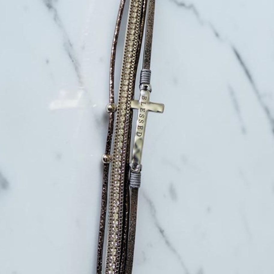 Womens Multi-Layer Blessed Magnetic Wrap Bracelet – Grey