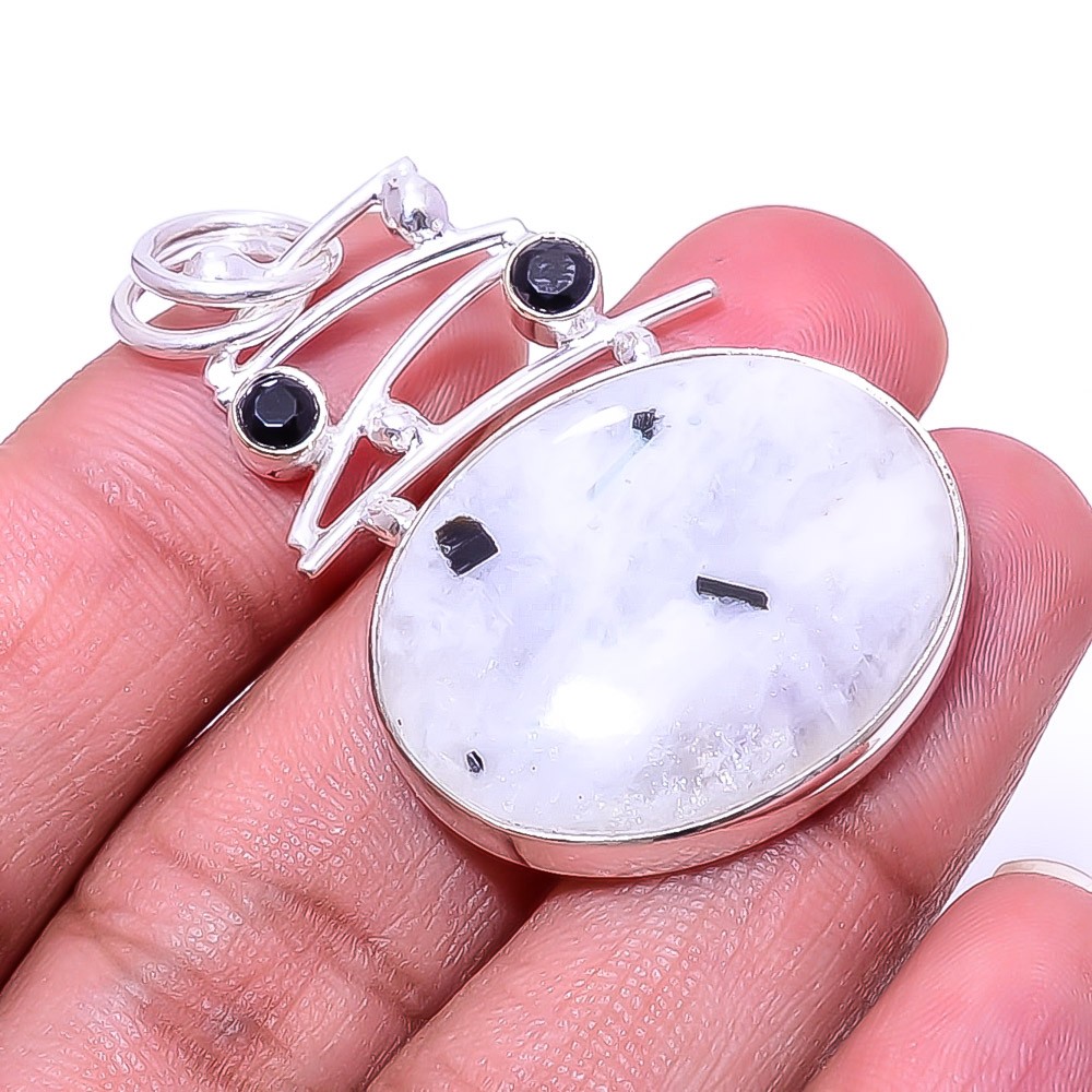 Rainbow Moonstone 925 Sterling Silver Pendant 1.76″, Christmas Gift P21131