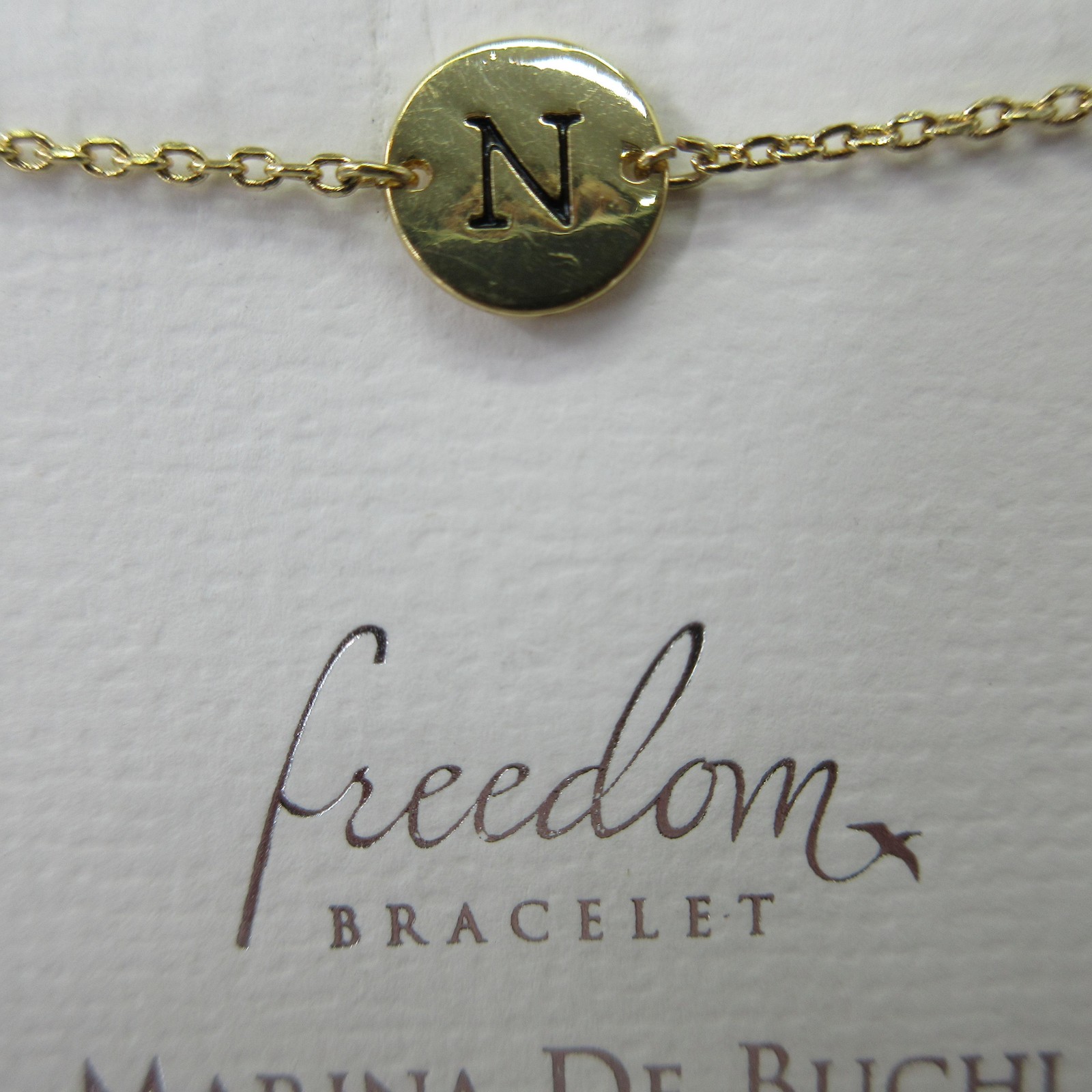 Marina De Buchi Freedom Chain Bracelet Gold Initial N Adjustable Nickel Free