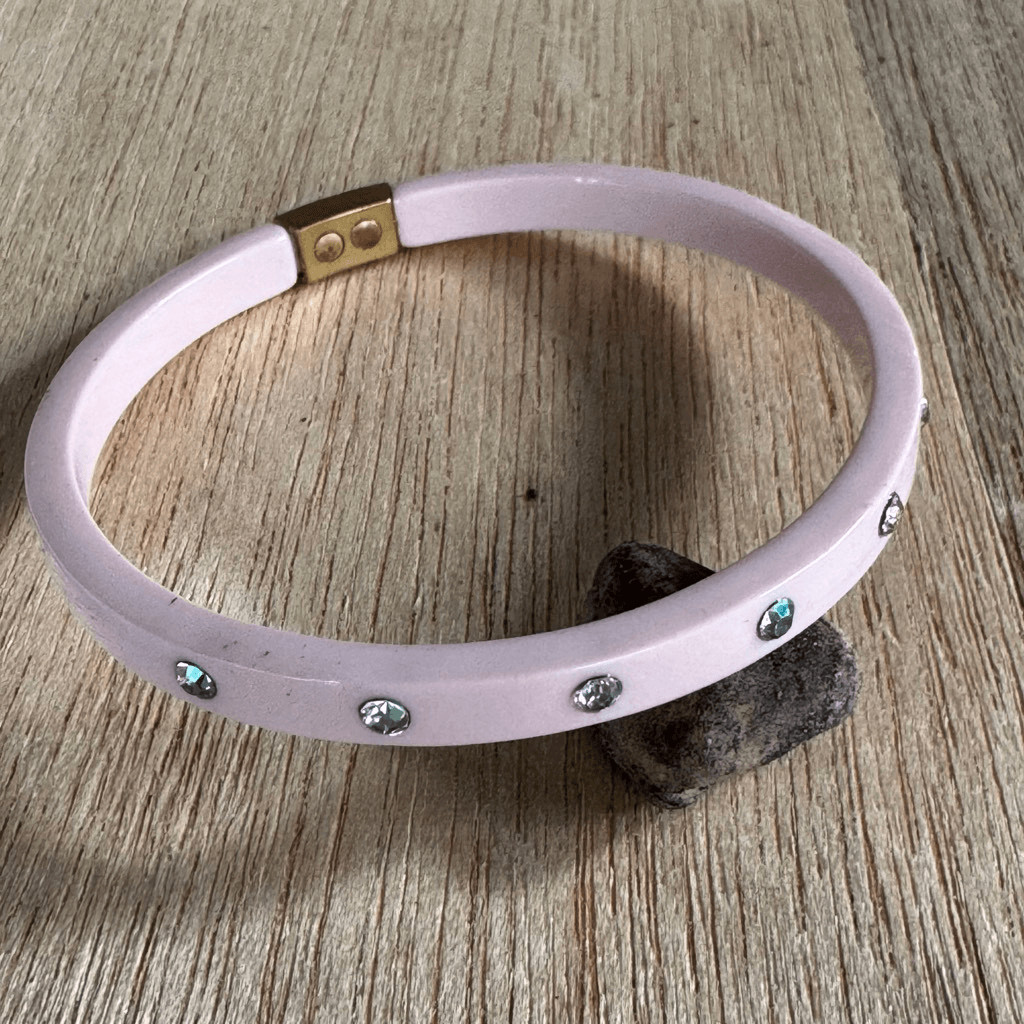 J. Crew Light Pink 2010s Rhinestone Bangle Bracelet 5”