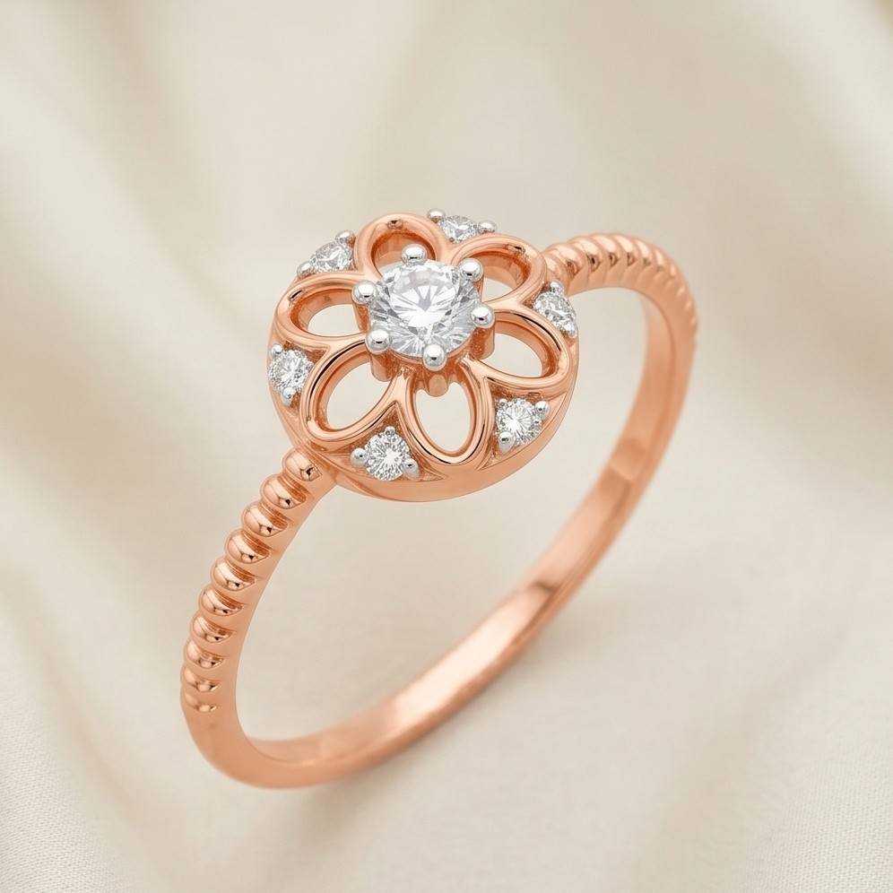 Exclusive 18K Rose Gold Natural Diamond Ring Handcrafted Elegance