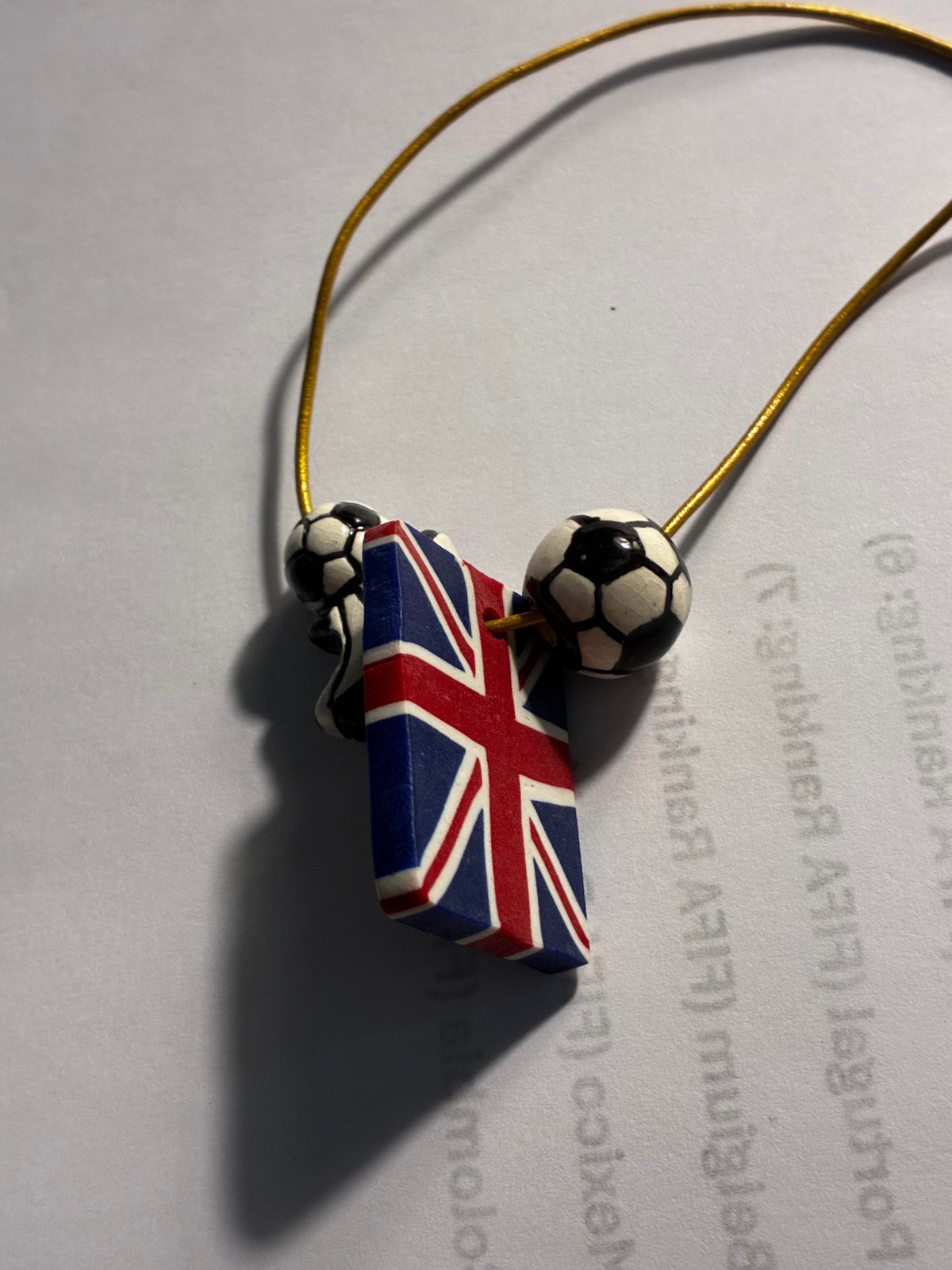 FIFA WORLD CUP 2026 FIMO FLAG BLOCK & FOOTBALL CHARMS LEATHER CORD NECKLACE