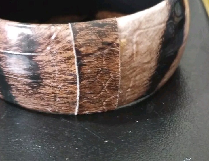 Black Brown Tiger Design Vinyl Bangle Bracelet