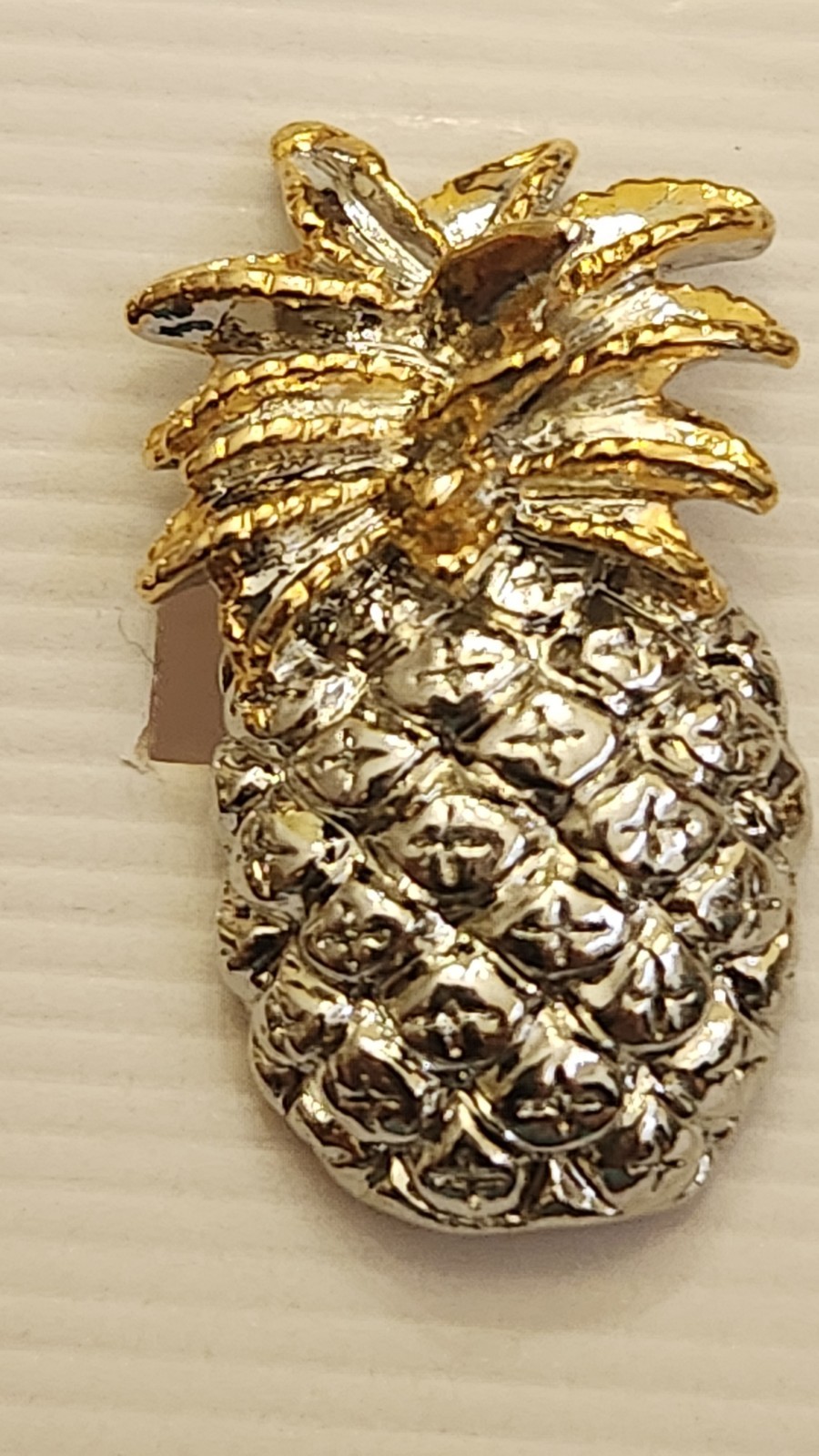 Pineapple Shaped 2 Tone Silver & Gold Stud Earrings On Card