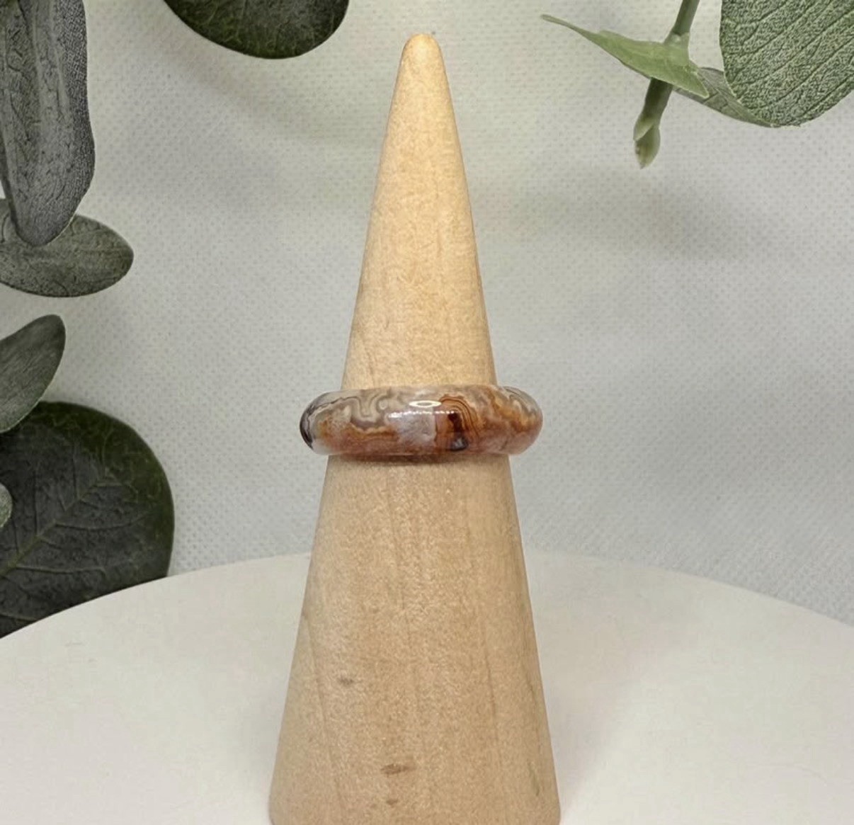 Crazy Lace Agate Ring Size: 7 Width: 6.2MM