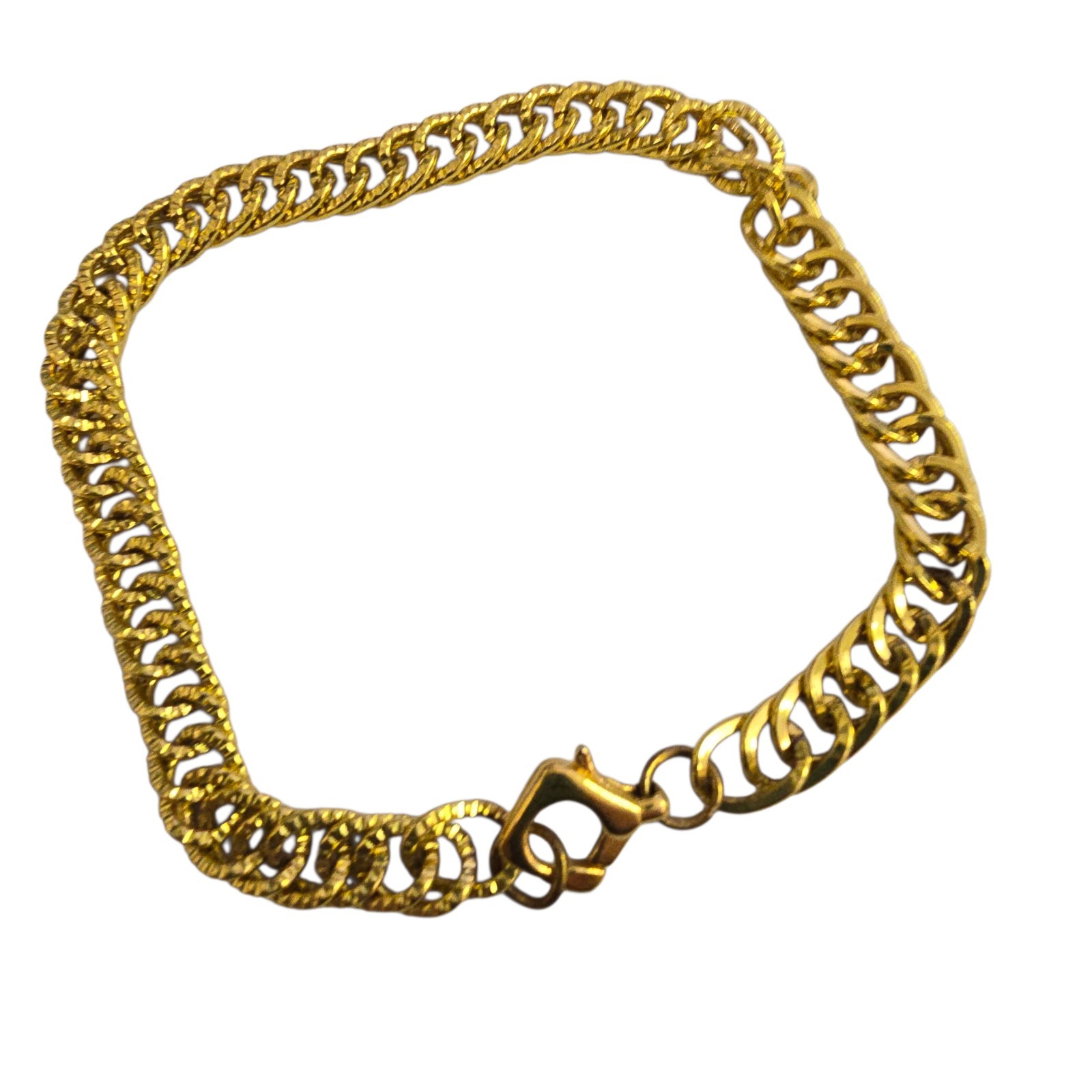 Vintage 21cm Bracelet Curb Chain Thick Chunky Gold Tone Biker, Disco, 18k Plated