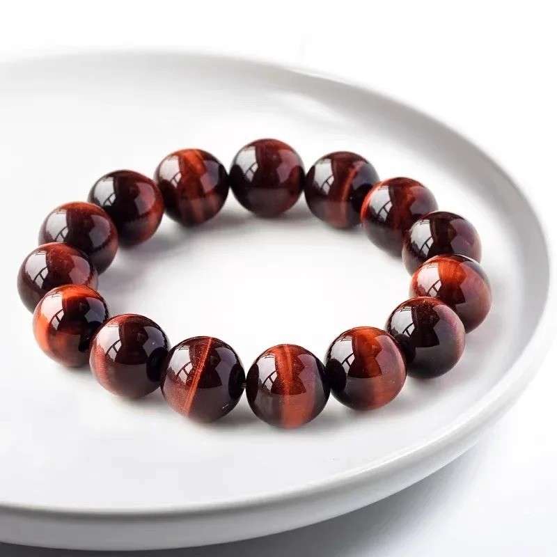 Red Tiger Eye Bead Bracelet Natural Stone Round Stretch Bracelet 6mm 8mm