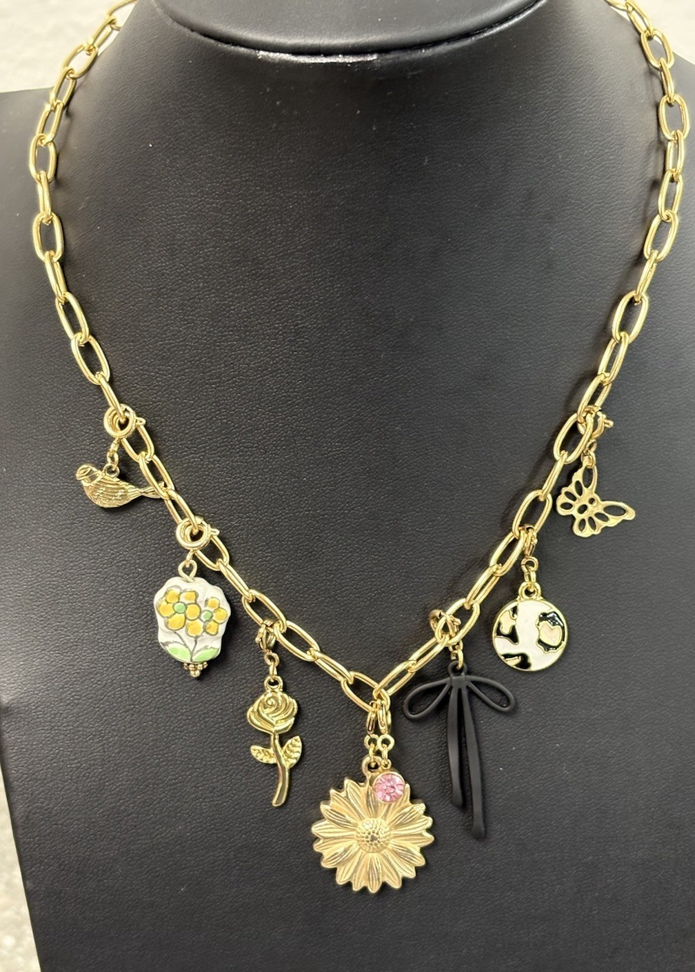 Plunder Gold Tone Charm Necklace “Birdie” Private Label 16-18”