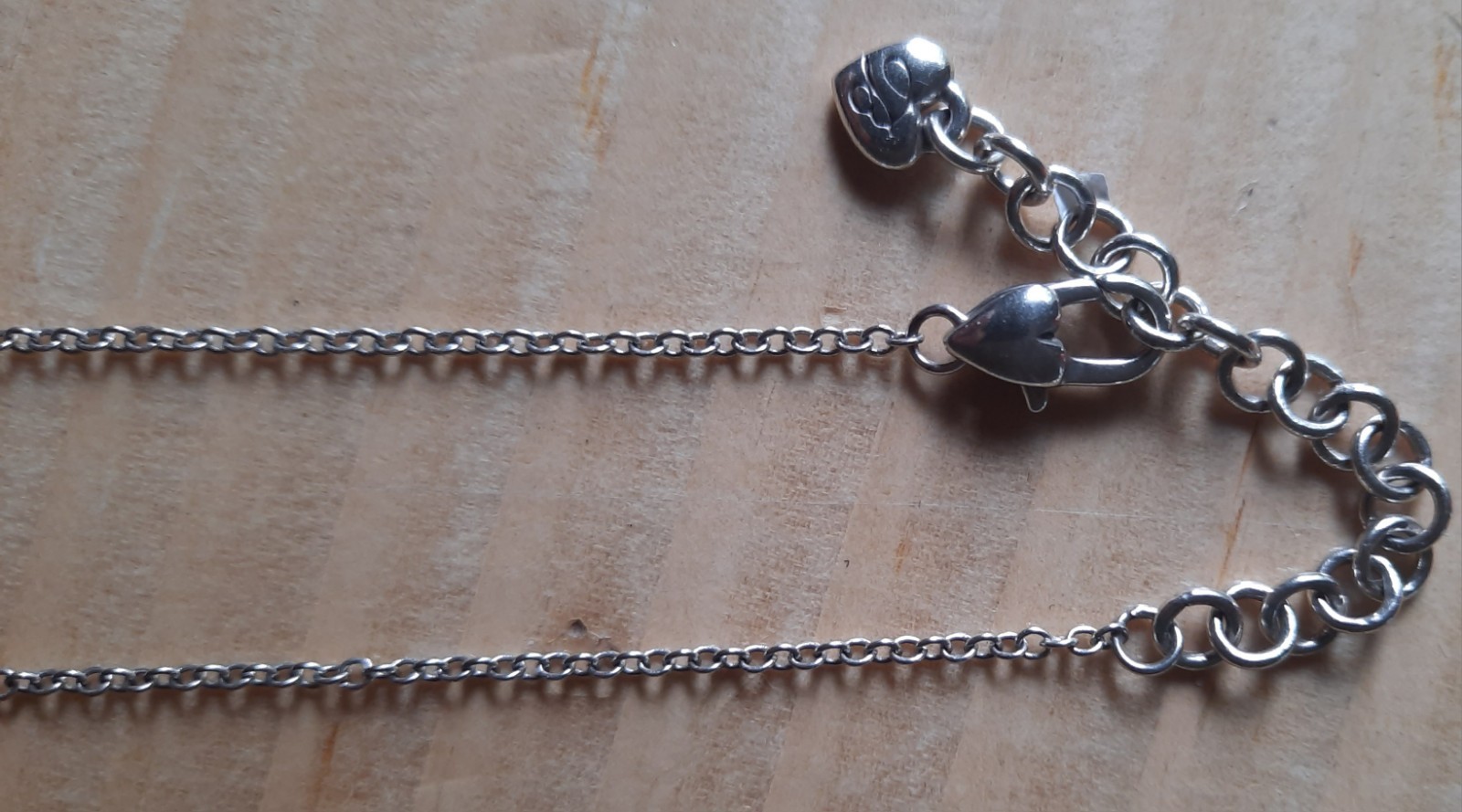Love Heart Charm Pendant Necklace Silver Tone Adjustable Cable Chain Lobster