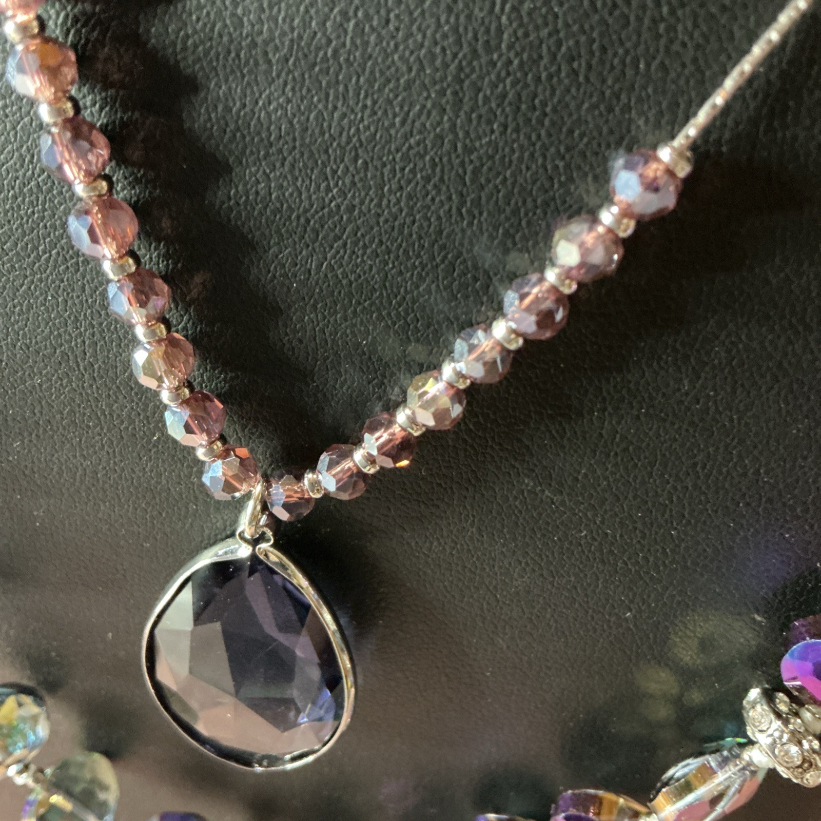 NWT Donna & Lilly 2-in-1 Separating Layered Necklace Set Iridescent Beads Pndt
