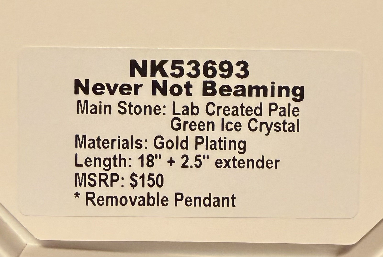 Bomb Party NK53693 Never Not Beaming Pale Green Ice Crystal Gold Plating