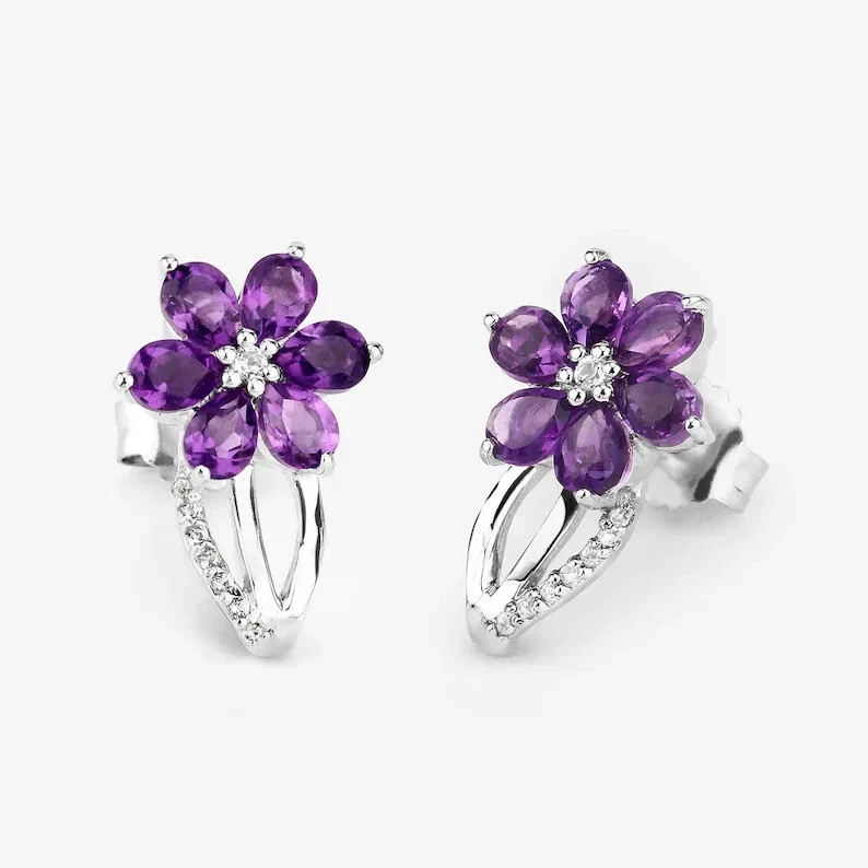 2.00ct Pear Cut Simulated Amethyst Pretty Stud Earrings 14k Yellow Gold Plated