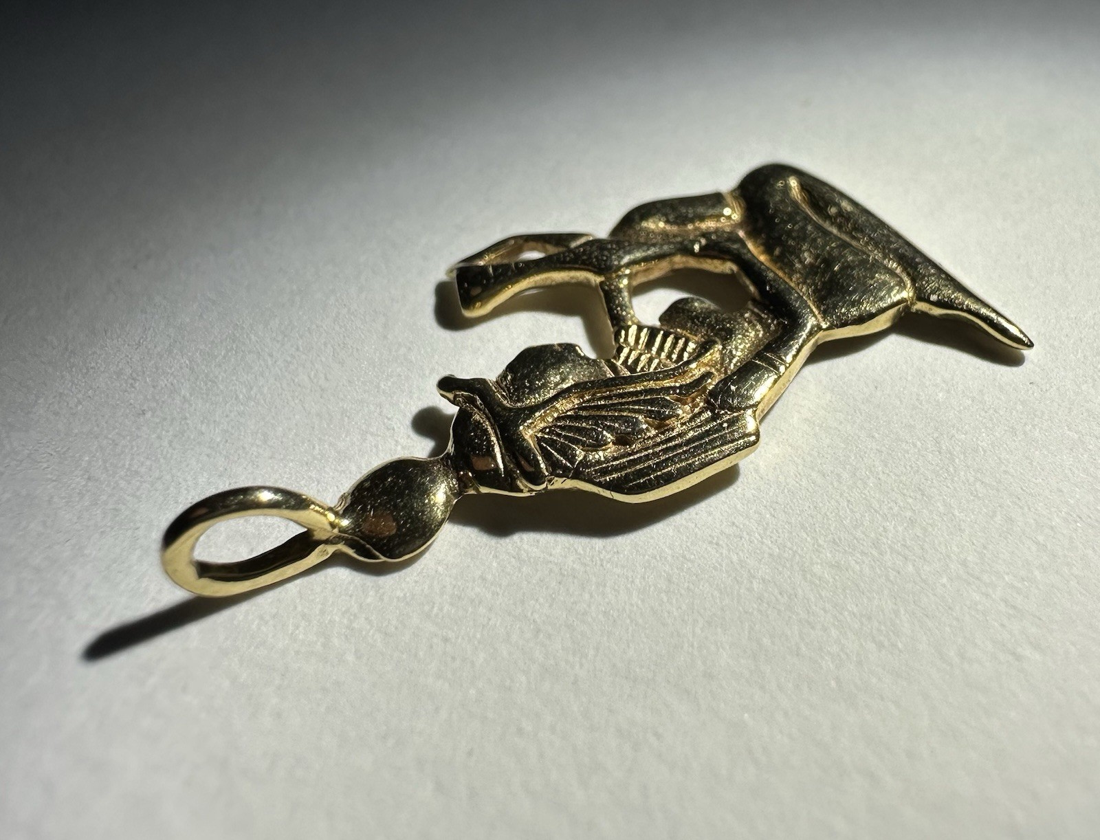 14k Gold Egyptian Woman Charm Pendant 40s 50s Era
