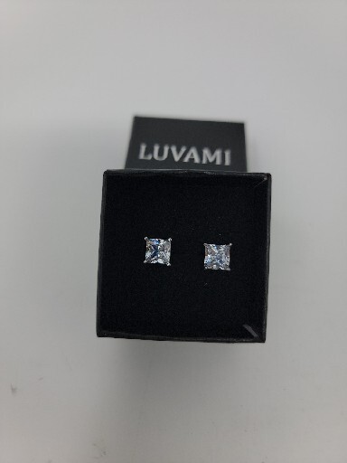 Luvami Stud Earrings Cubic Zirconia Square With Regular Backing