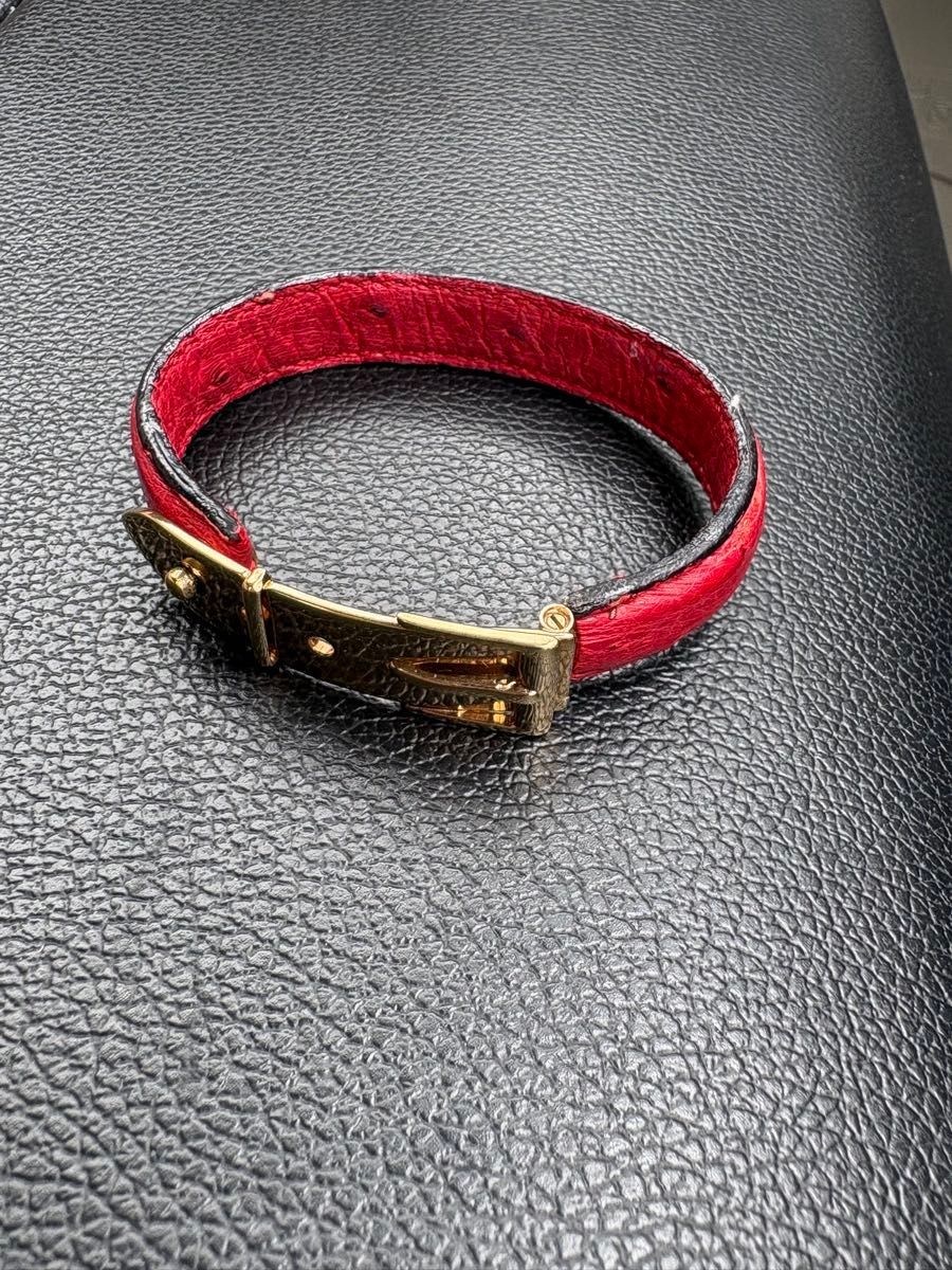 Gucci Bracelet Authentic OLD GUCCI Leather Gold Bangle 19.5cm From Japan