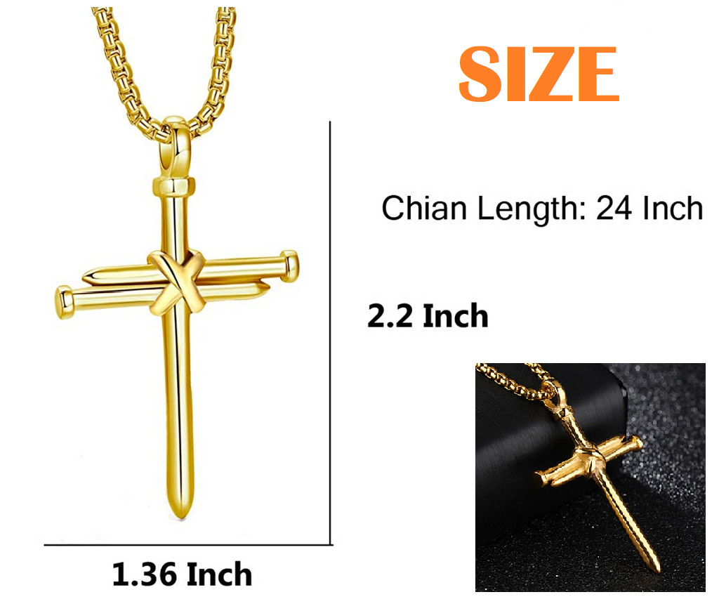 Titanium Steel Cross Pendant 3 Nails Christian Father Men’s Popular Jewelry Gift