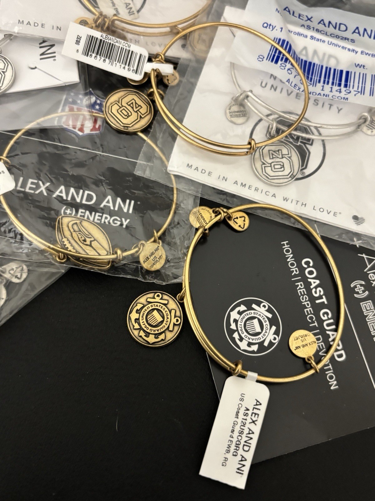 Alex and Ani 9pc NWT Mixed Lot Gold & Silver Tones Charm Bracelets