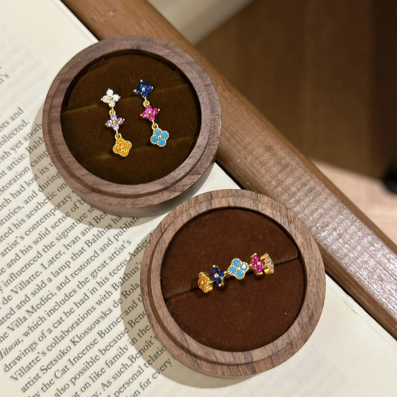 Clover Flower Multicolor Gem 925 Silver CZ Drop Dangle Stud Earrings Gift