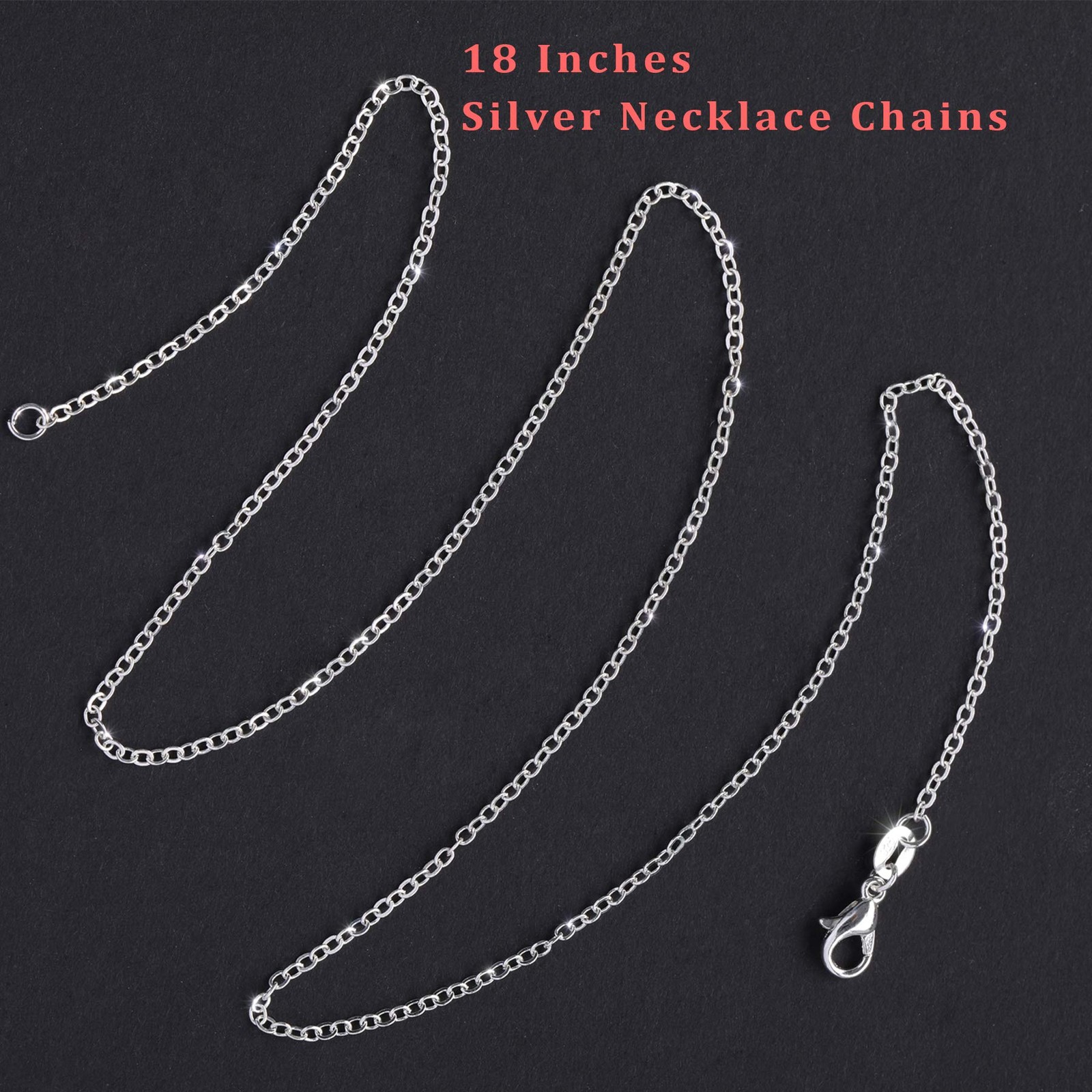 50 Pack Necklace Chains Bulk for Jewelry Making 18 Inches Cable Chain Necklac…