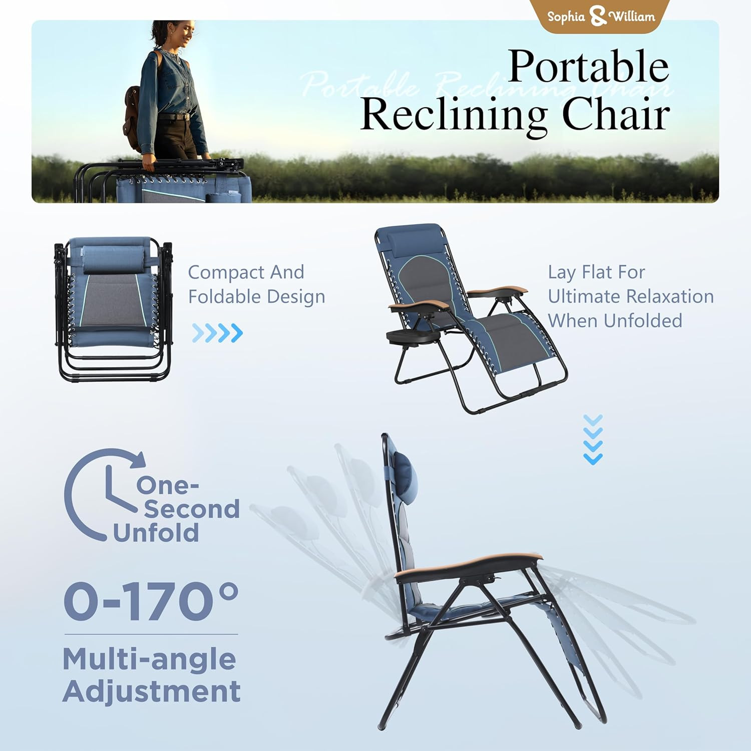 Oversized XXL Zero Gravity Lounge Chair Padded Reclining Lawn Chair Outdoor Grav