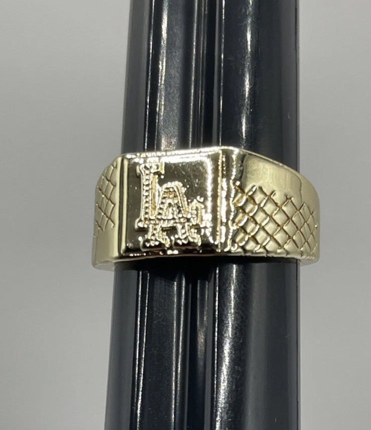 14k Gold Plated Dodgers Los Angeles City Louisiana State LA Ring Size 10.75