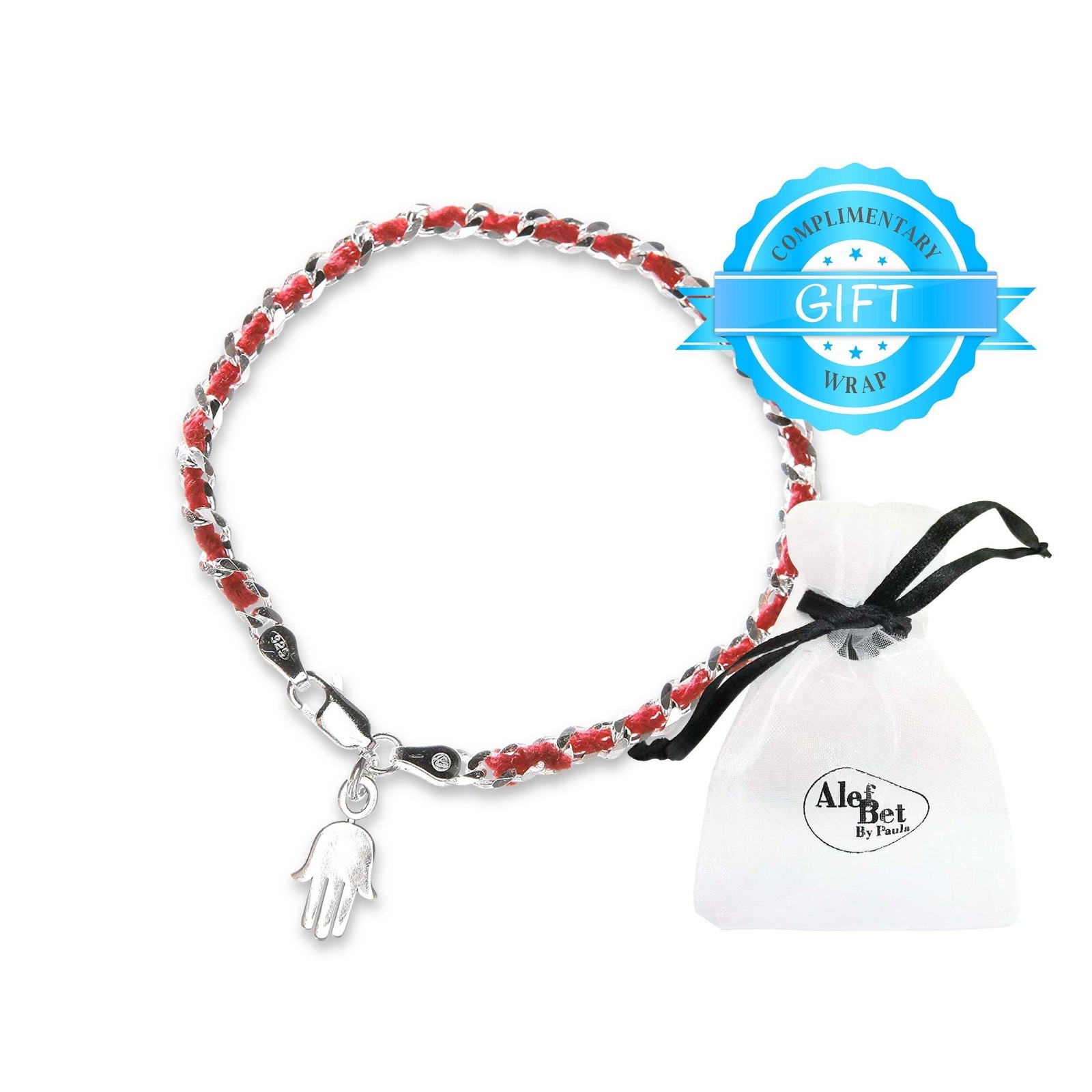 Hamsa Red String Bracelet 925 Sterling Silver Lucky 7″ Protection