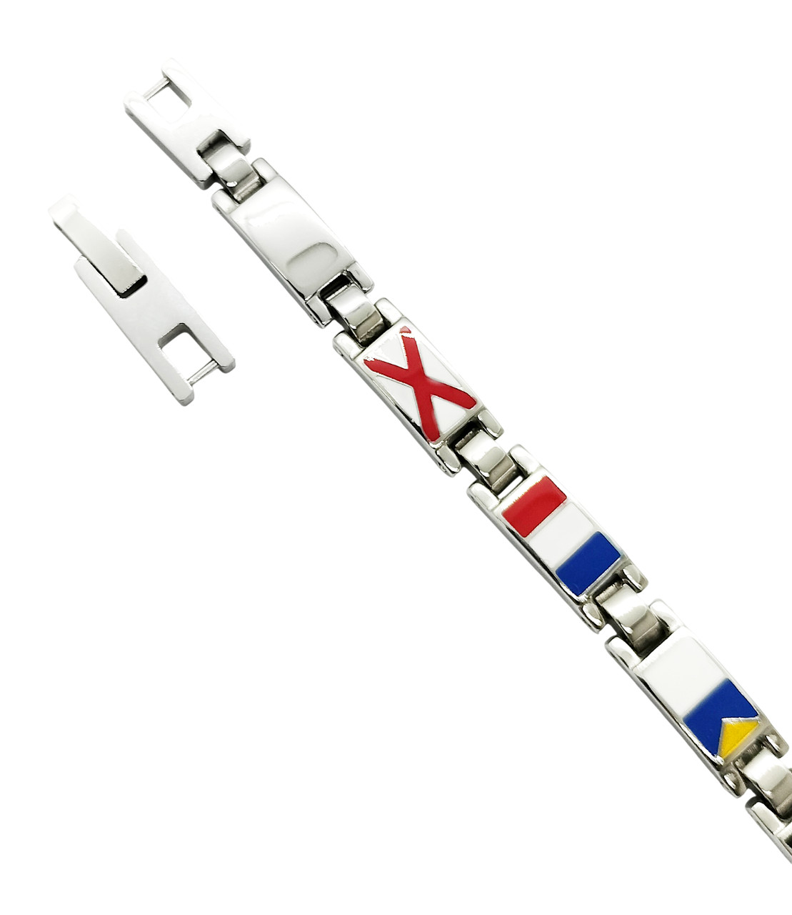 Men’s Steel Nautical Flags Enamel Bracelet Nautical Flags Adjustable