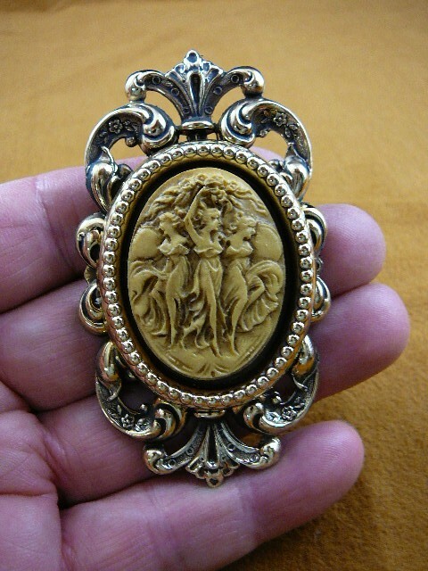 (CM36-12) THREE MUSES Graces Faith Hope Charity white CAMEO pendant JEWELRY